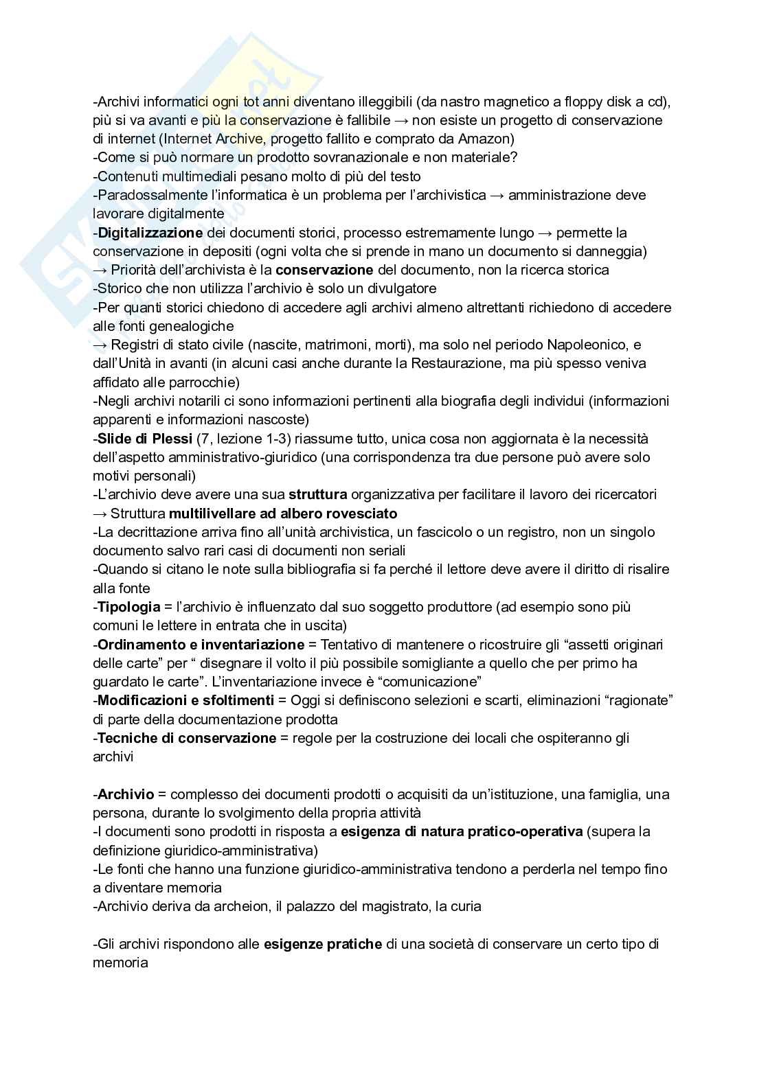 Appunti di lezione di Archivistica Pag. 2