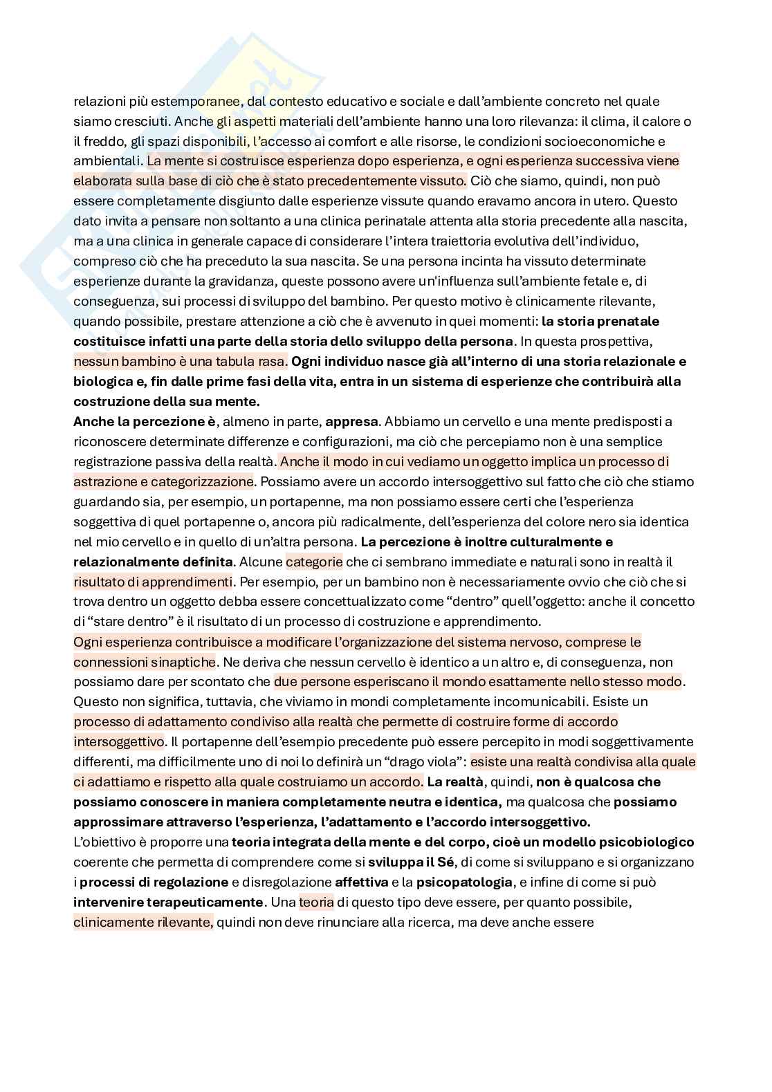Riassunto esame Psicosomatica, Prof. Granieri Antonella, libro consigliato Corporeo, affetti e pensiero, Granieri Pag. 2