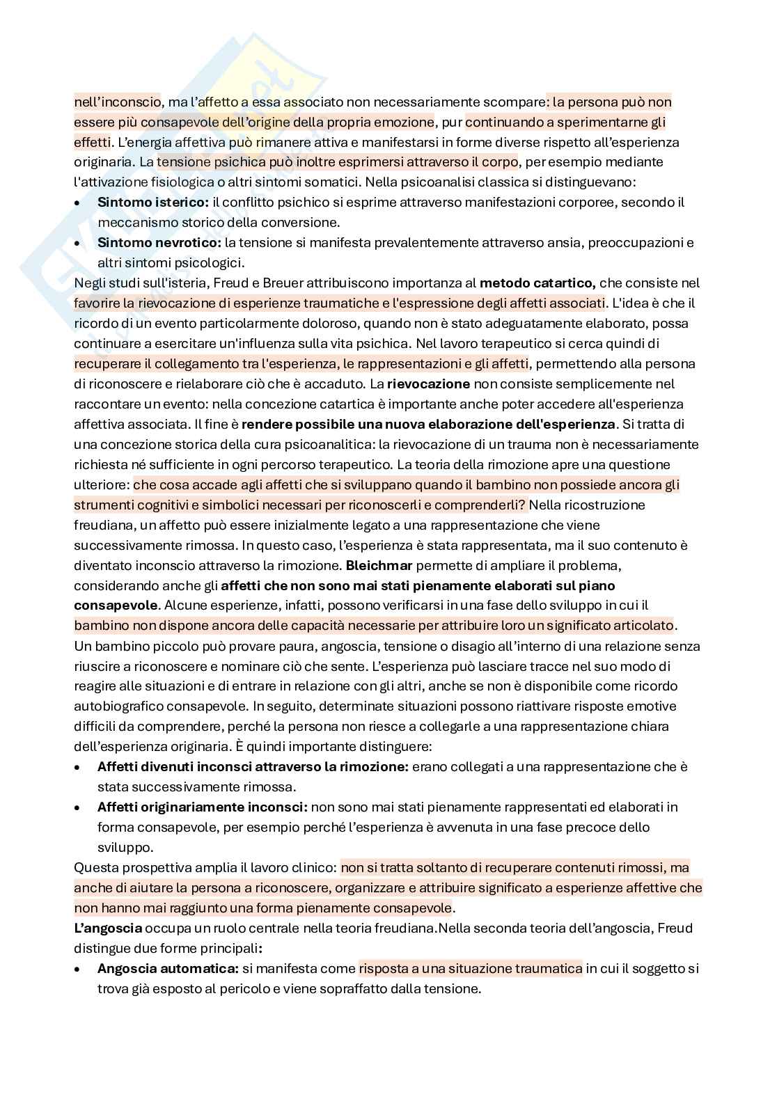 Riassunto esame Psicosomatica, Prof. Granieri Antonella, libro consigliato Corporeo, affetti e pensiero, Granieri Pag. 26