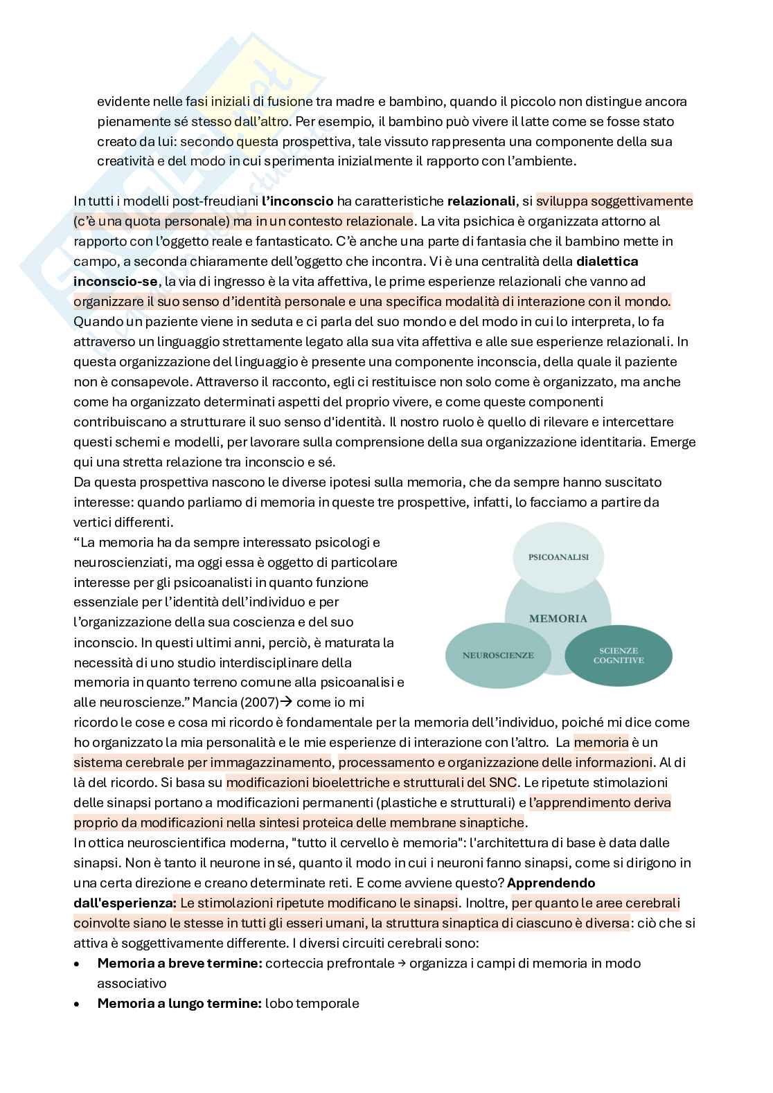 Riassunto esame Psicosomatica, Prof. Granieri Antonella, libro consigliato Corporeo, affetti e pensiero, Granieri Pag. 41