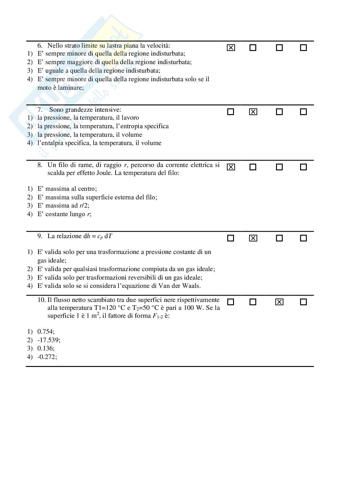 Quiz paniere con risposte Termodinamica Pag. 16