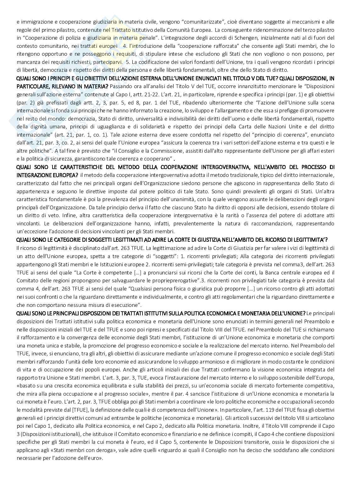 Paniere di diritto dell'Unione Europea - risposte aperte Pag. 16