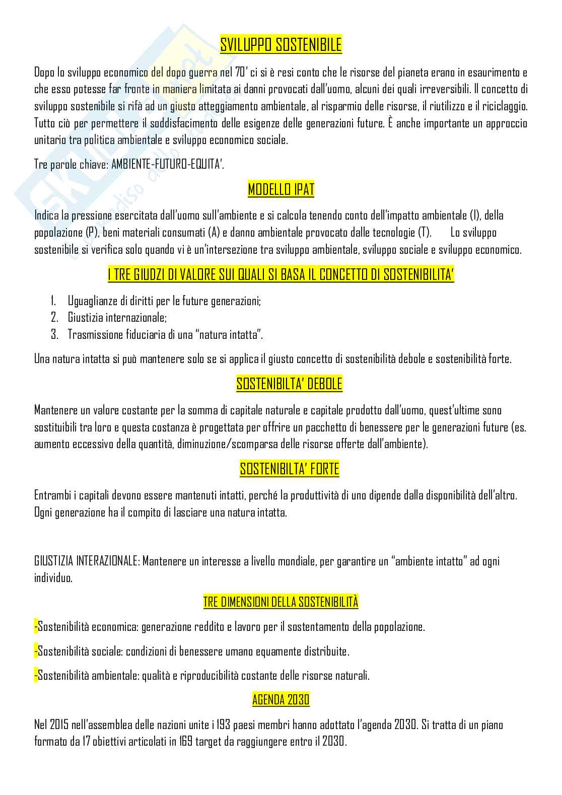 Sviluppo sostenibile (tecnologia dei cicli produttivi) Pag. 1