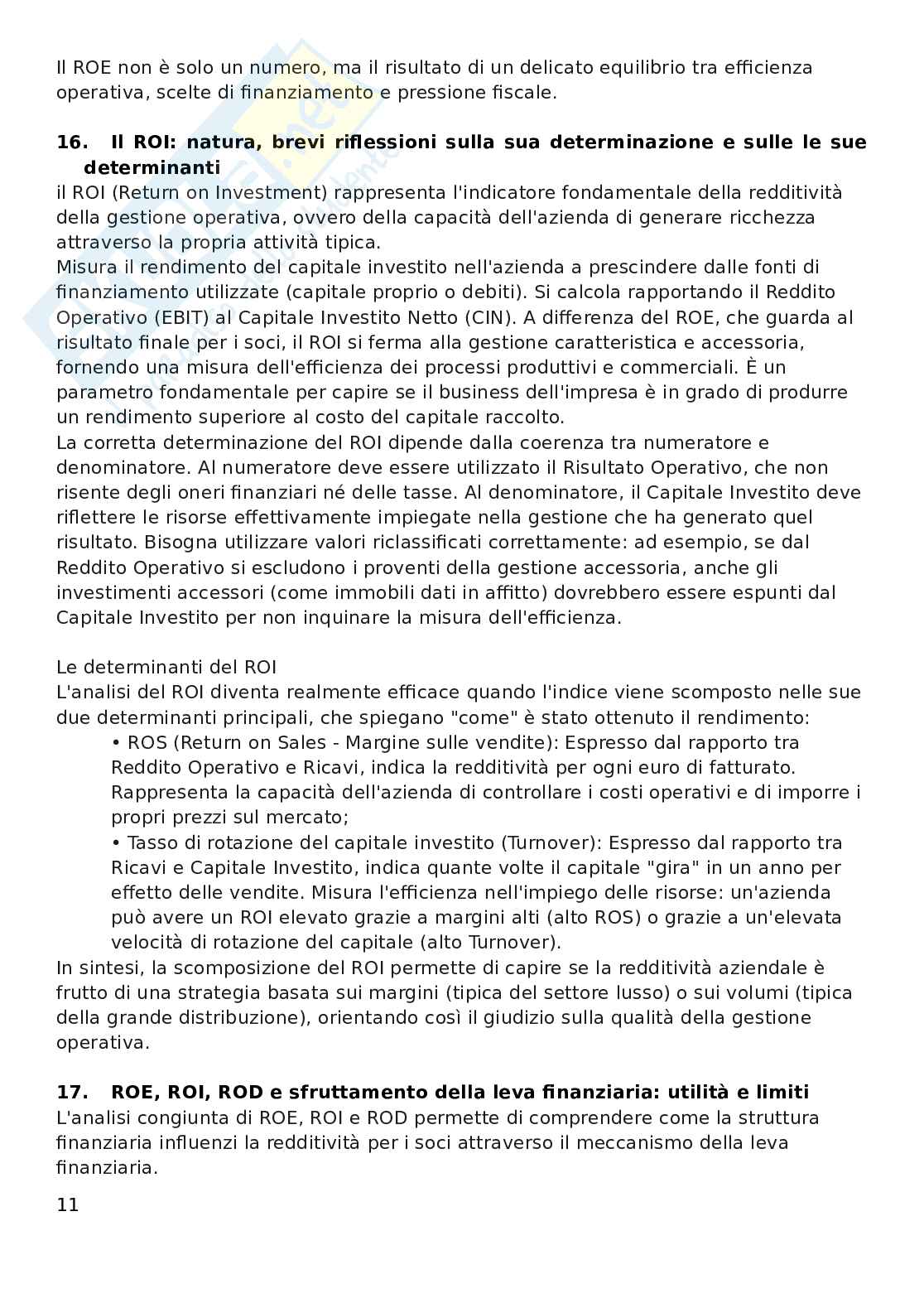 Appunti Analisi finanziaria e piani aziendali Pag. 11