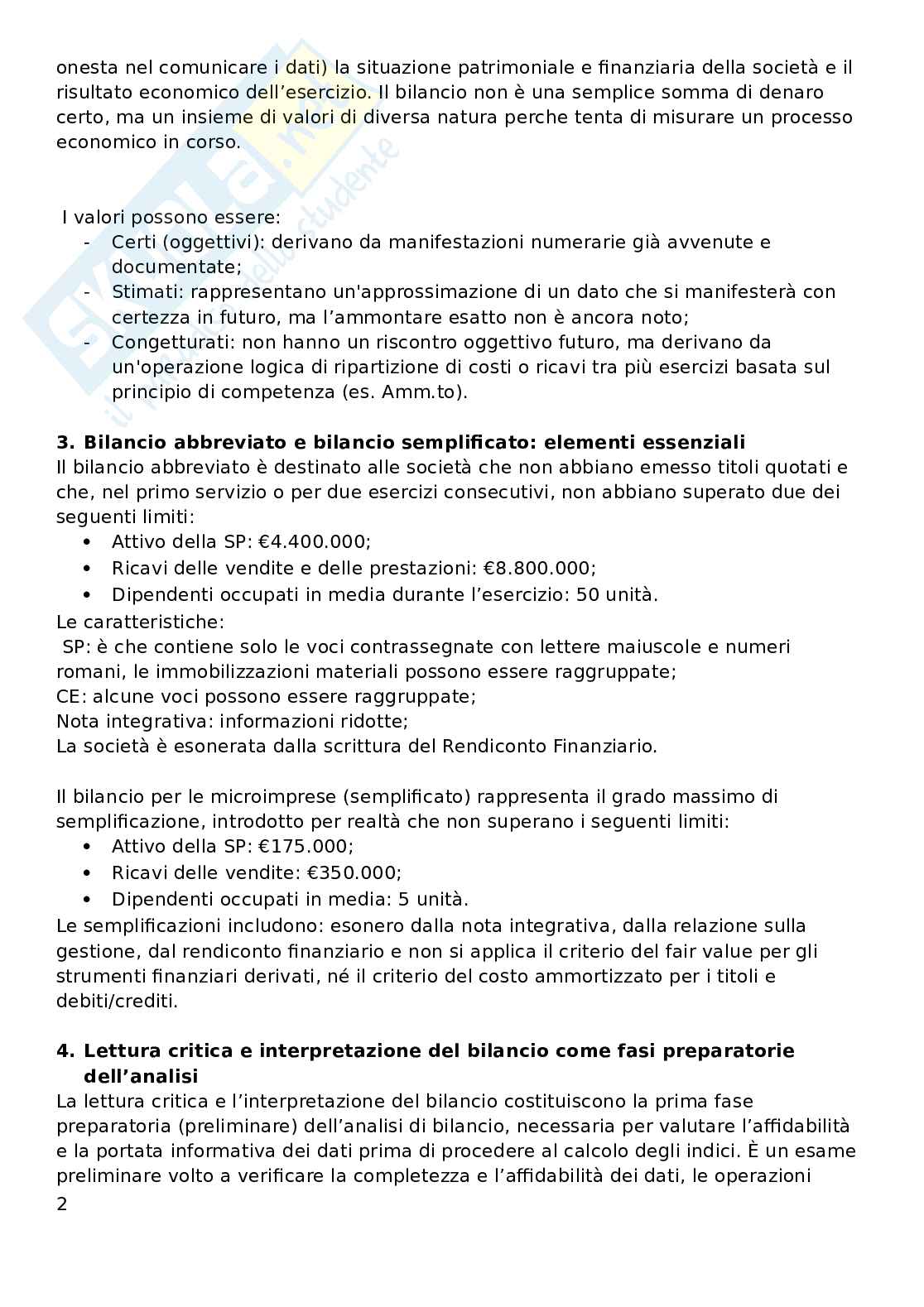 Appunti Analisi finanziaria e piani aziendali Pag. 2
