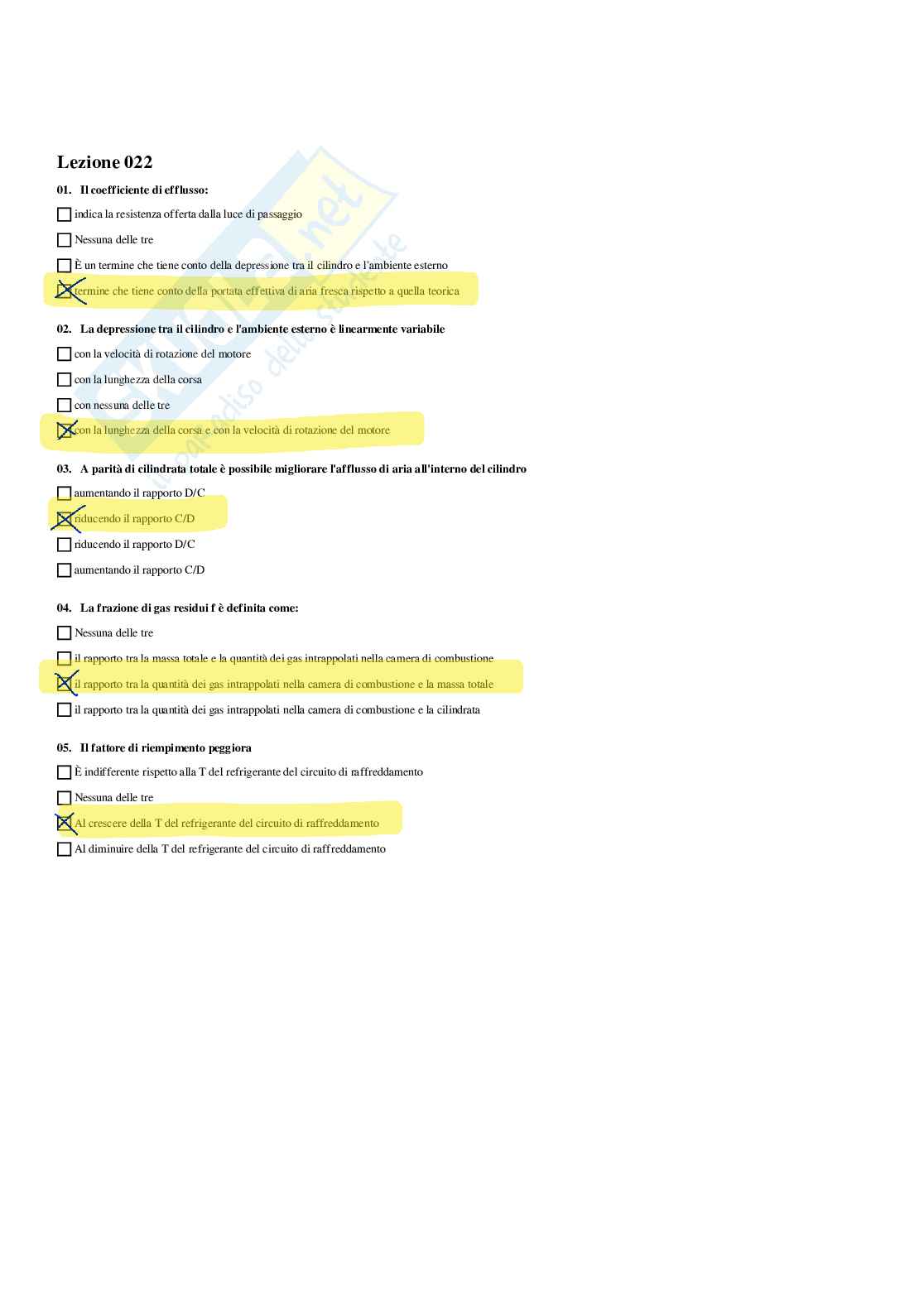 Paniere completo di Motori a combustione interna - Risposte multiple  Pag. 26