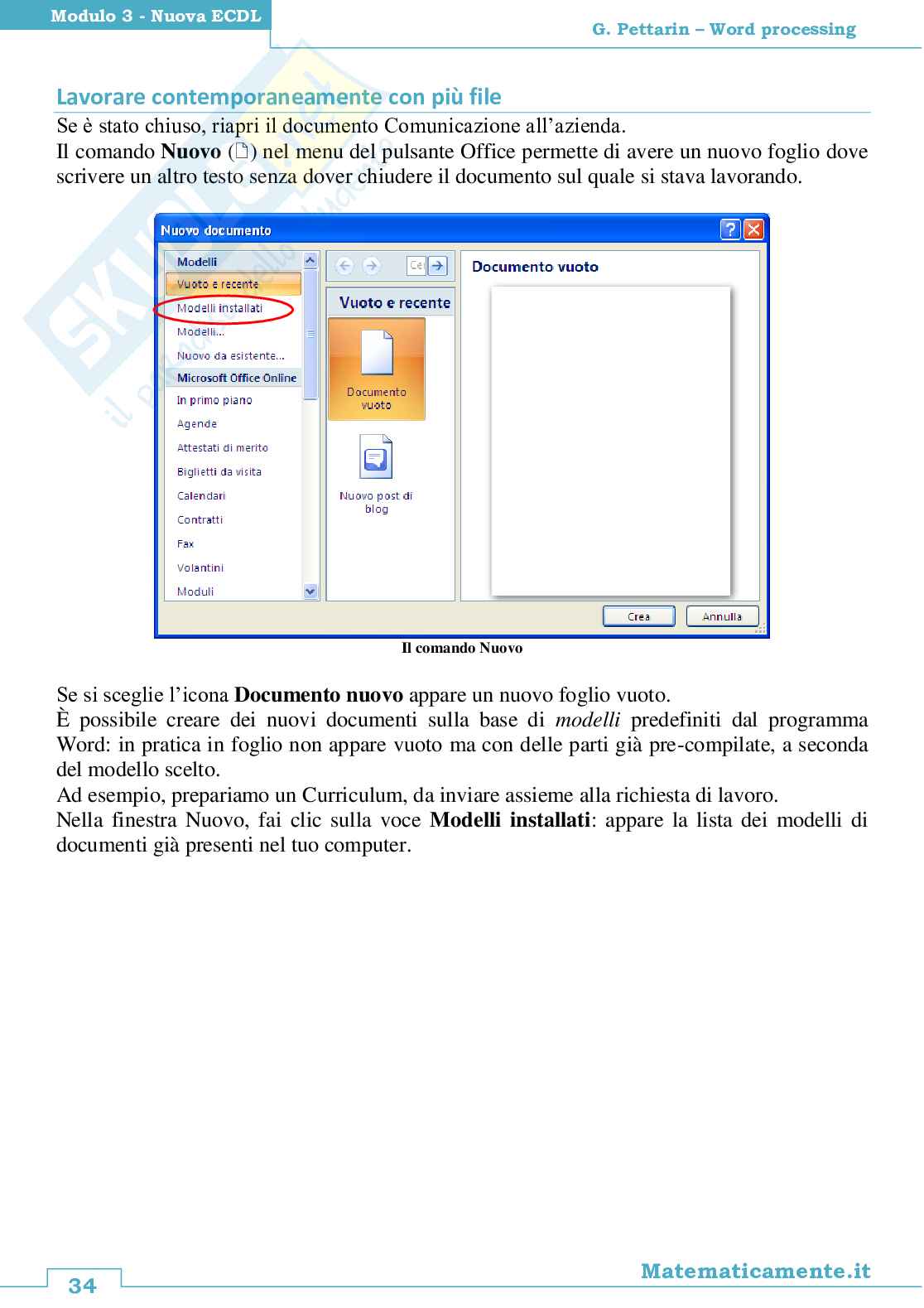 06. Nuova ECDL modulo 3: Word processing (ebook) Pag. 36