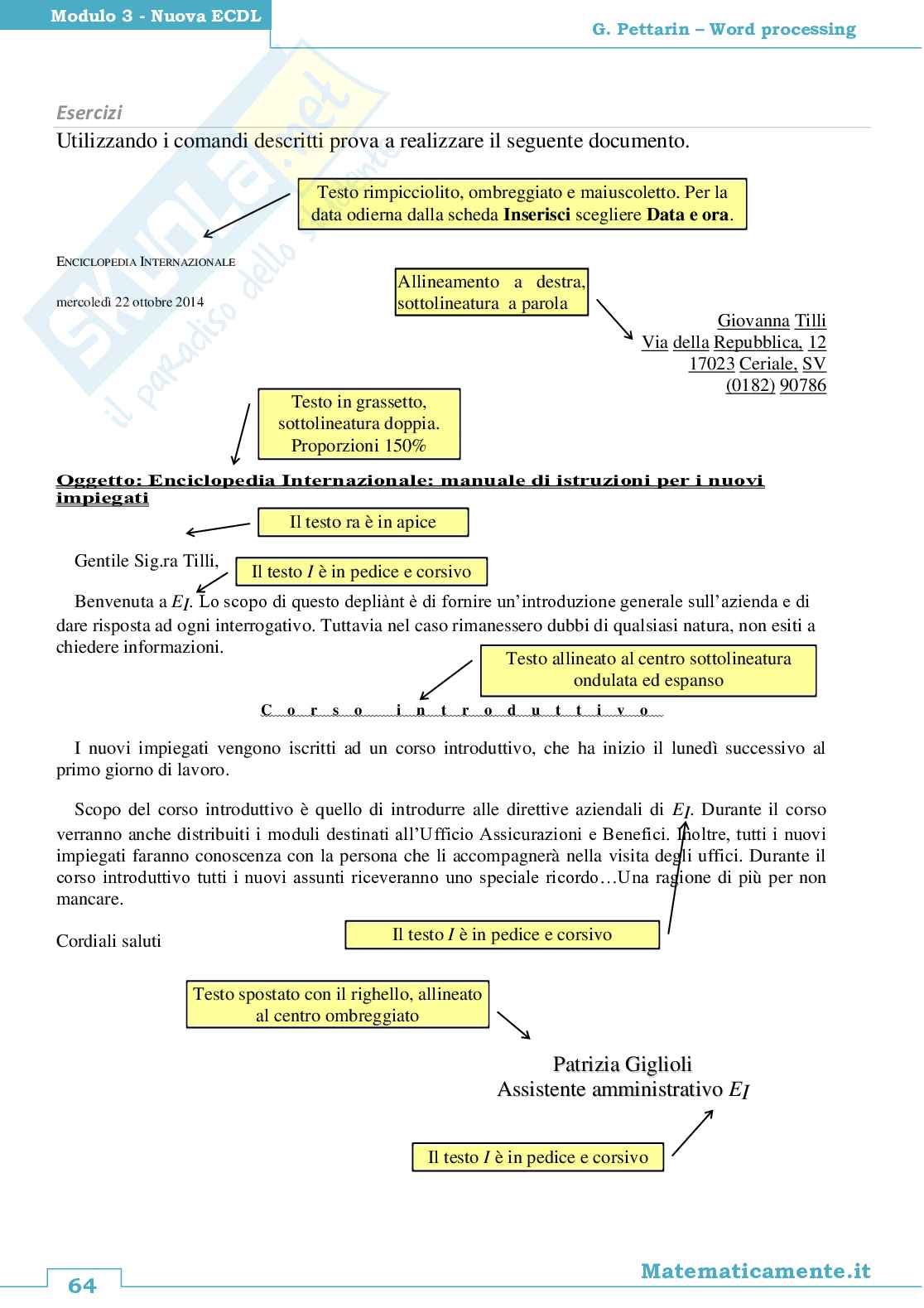 06. Nuova ECDL modulo 3: Word processing (ebook) Pag. 66