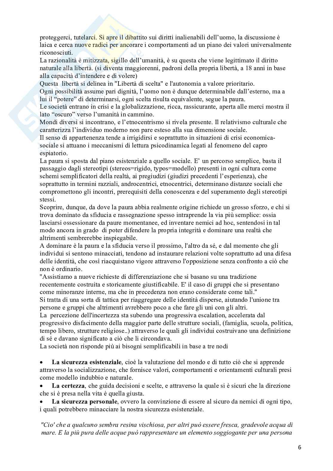 L'incontro con l'altro: tra paura e incertezza. Pag. 6