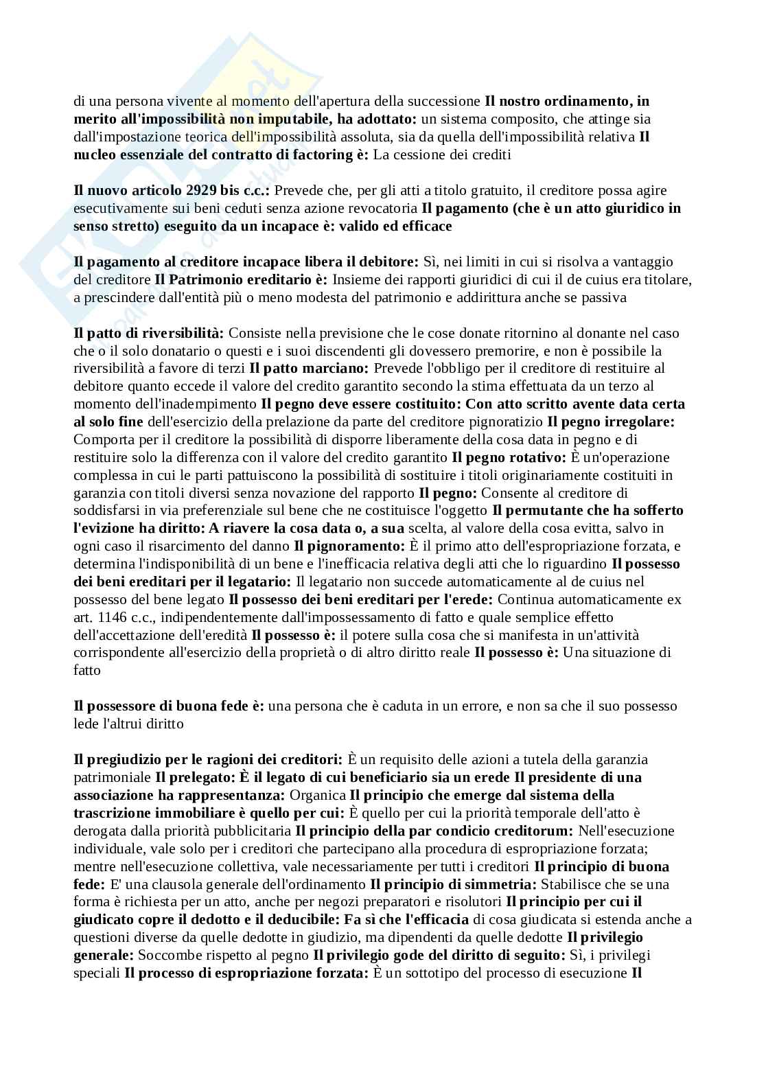 Domande Diritto privato 2025/2026, prove d'esame di Diritto privato Pag. 26