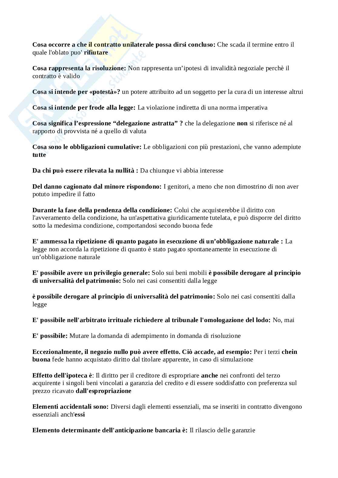 Domande Diritto privato 2025/2026, prove d'esame di Diritto privato Pag. 71