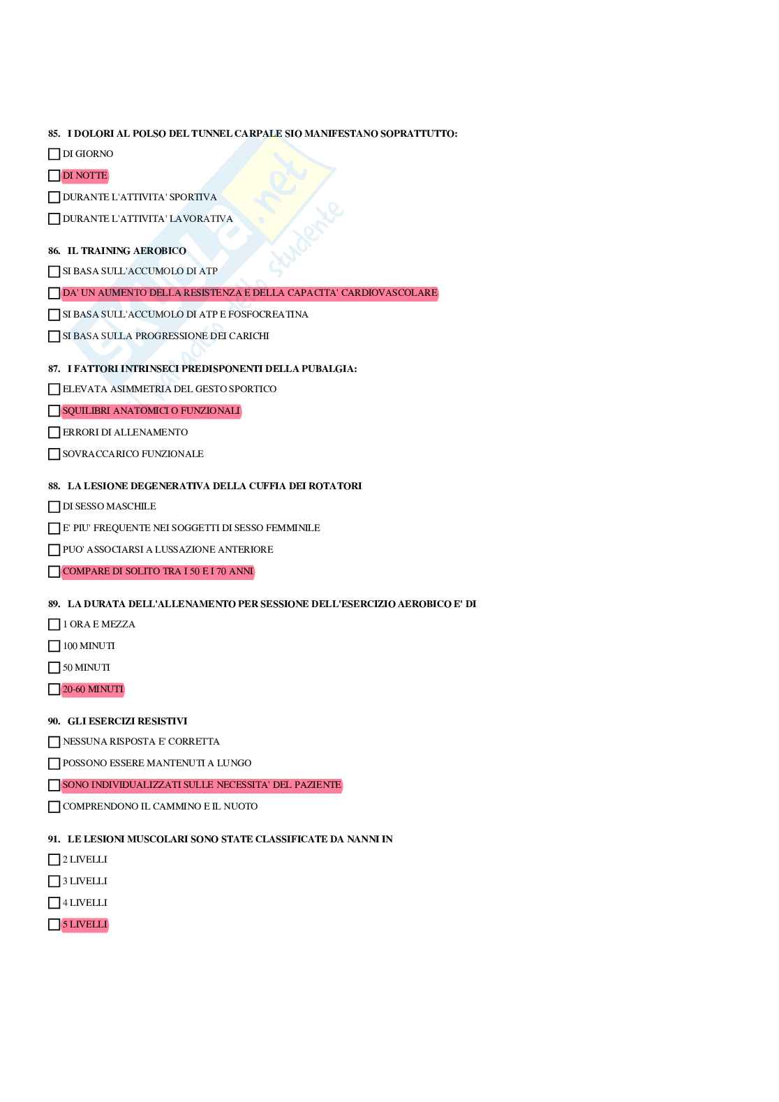 Paniere Medicina fisica e riabilitativa (2026) - Risposte multiple corrette Pag. 16