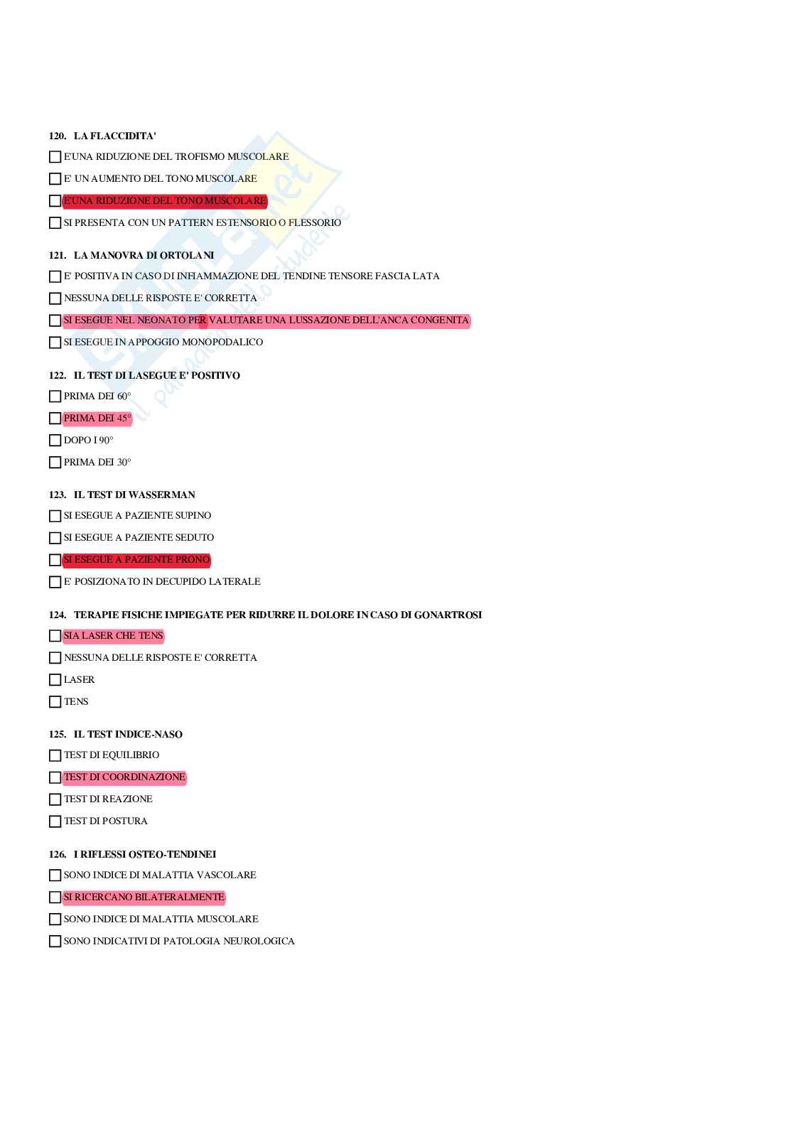 Paniere Medicina fisica e riabilitativa (2026) - Risposte multiple corrette Pag. 21