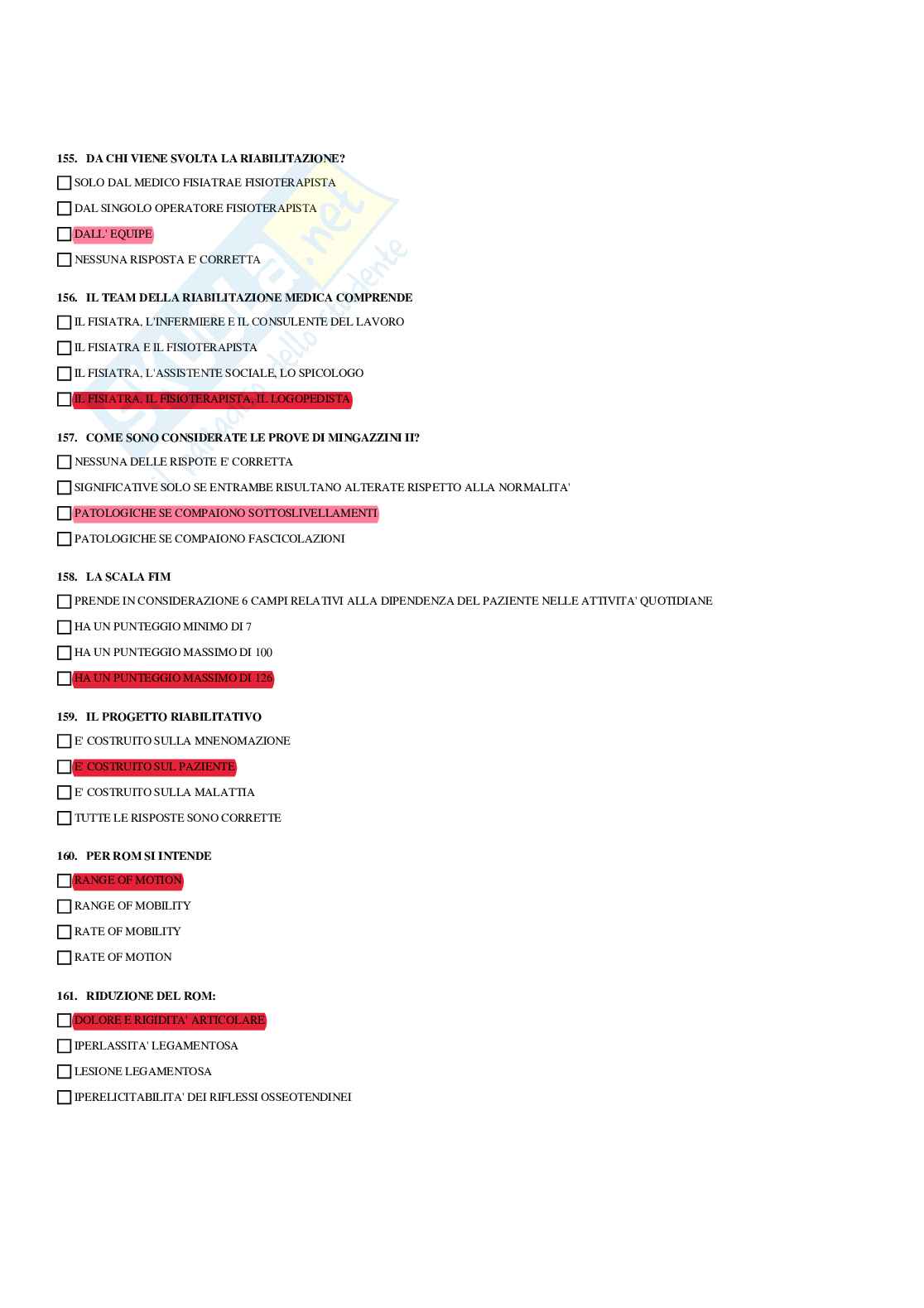 Paniere Medicina fisica e riabilitativa (2026) - Risposte multiple corrette Pag. 26