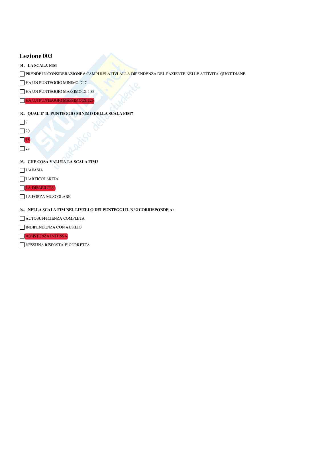 Paniere Medicina fisica e riabilitativa (2026) - Risposte multiple corrette Pag. 41