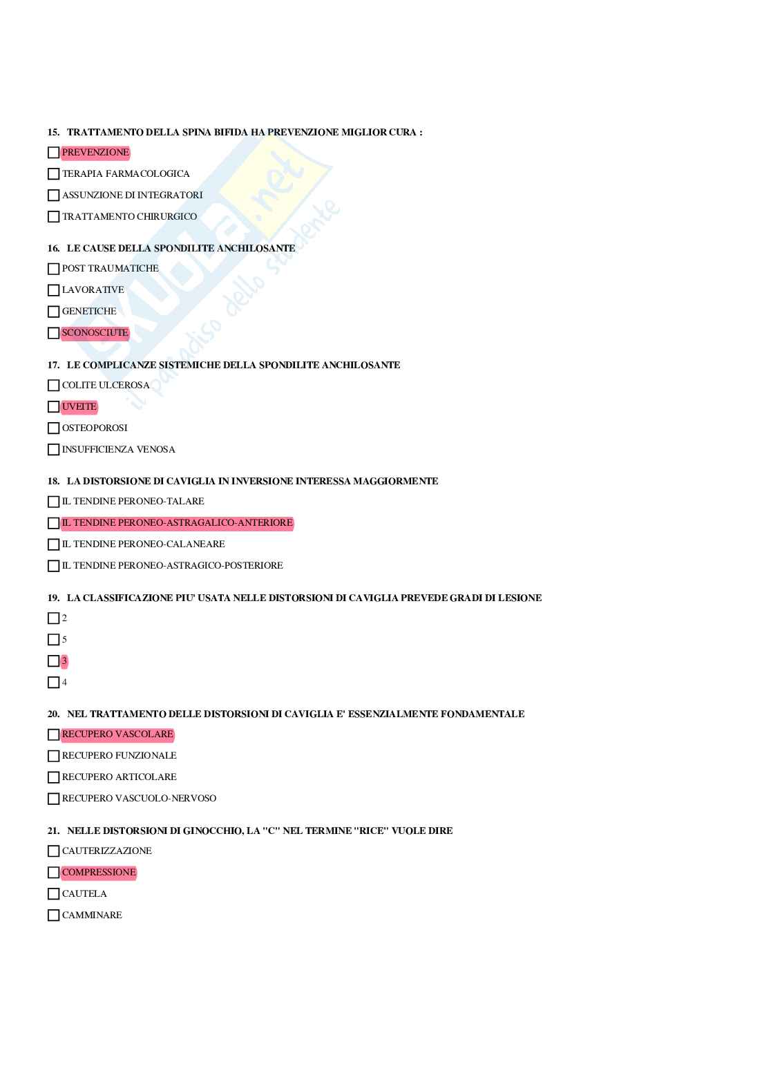 Paniere Medicina fisica e riabilitativa (2026) - Risposte multiple corrette Pag. 6