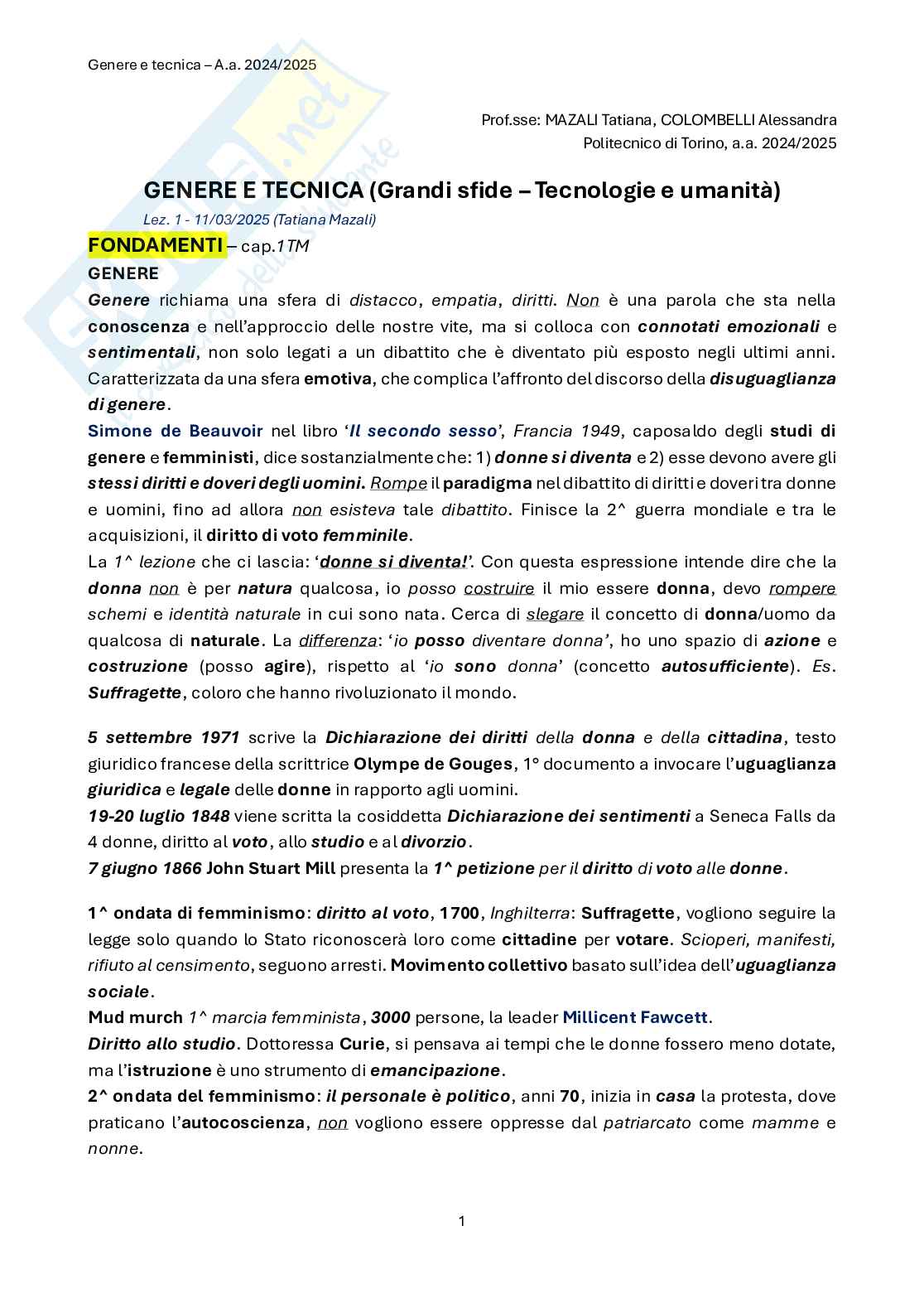 Genere e tecnica  Pag. 1