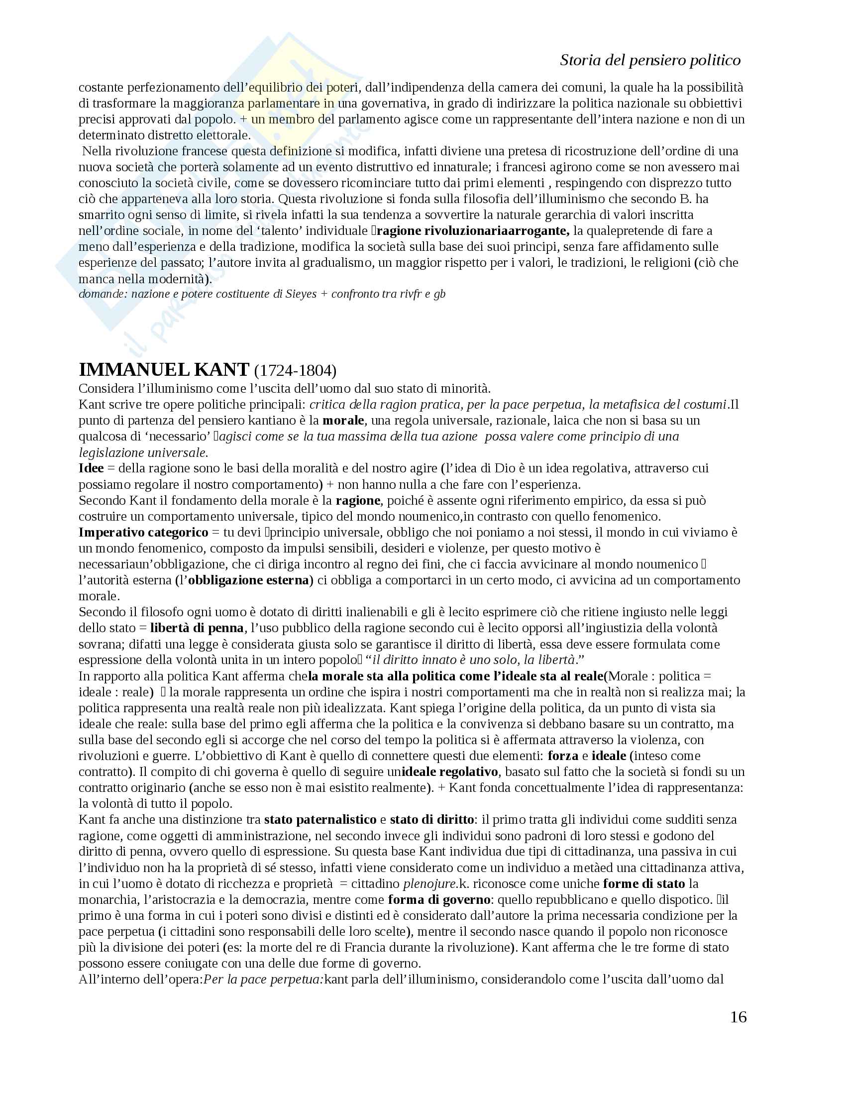Riassunto esame storia del pensiero politico, prof. Borgognone, libro consigliato Manuale: la politica e gli stati Pag. 16
