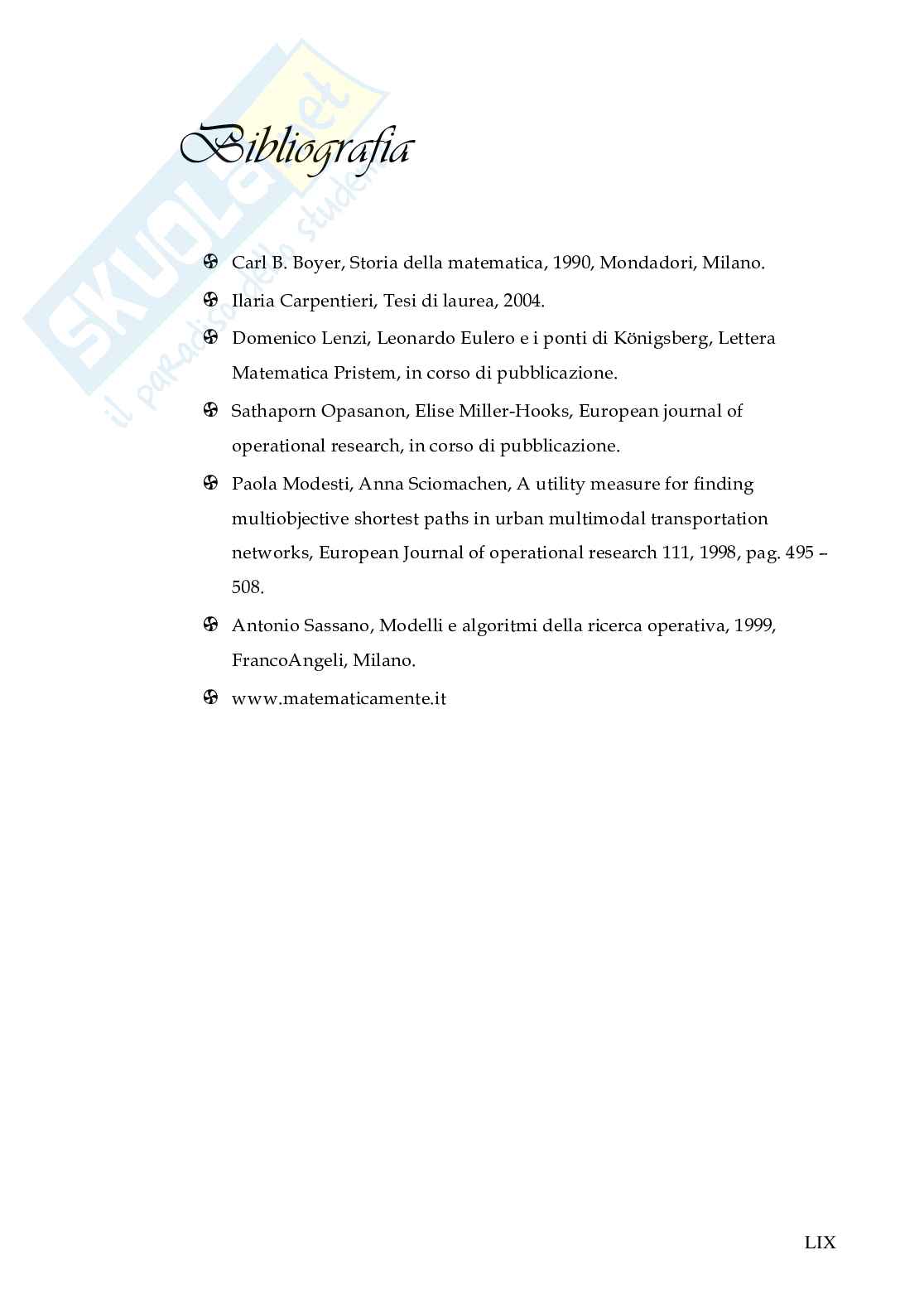 Il problema del cammino minimo in reti multiobiettivo Pag. 61