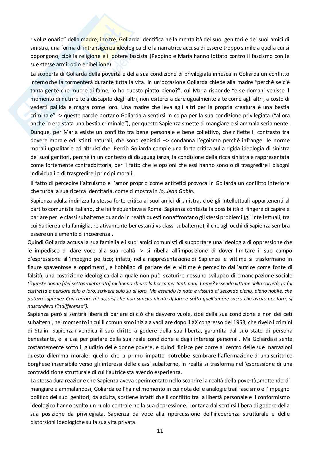 Riassunto esame Letteratura italiana, Prof. Michelacci Lara, libro consigliato Body, identity and power in Goliarda Sapienza’s narrative, Bazzoni Pag. 11