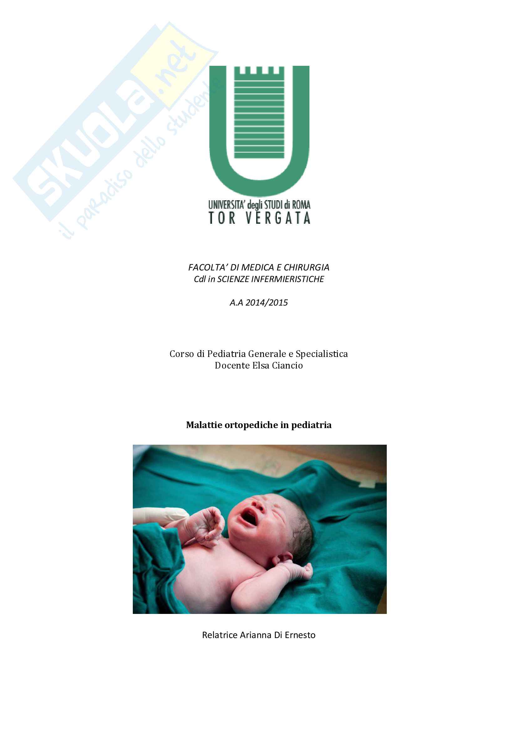 Malattie ortopediche nel neonato Pag. 1