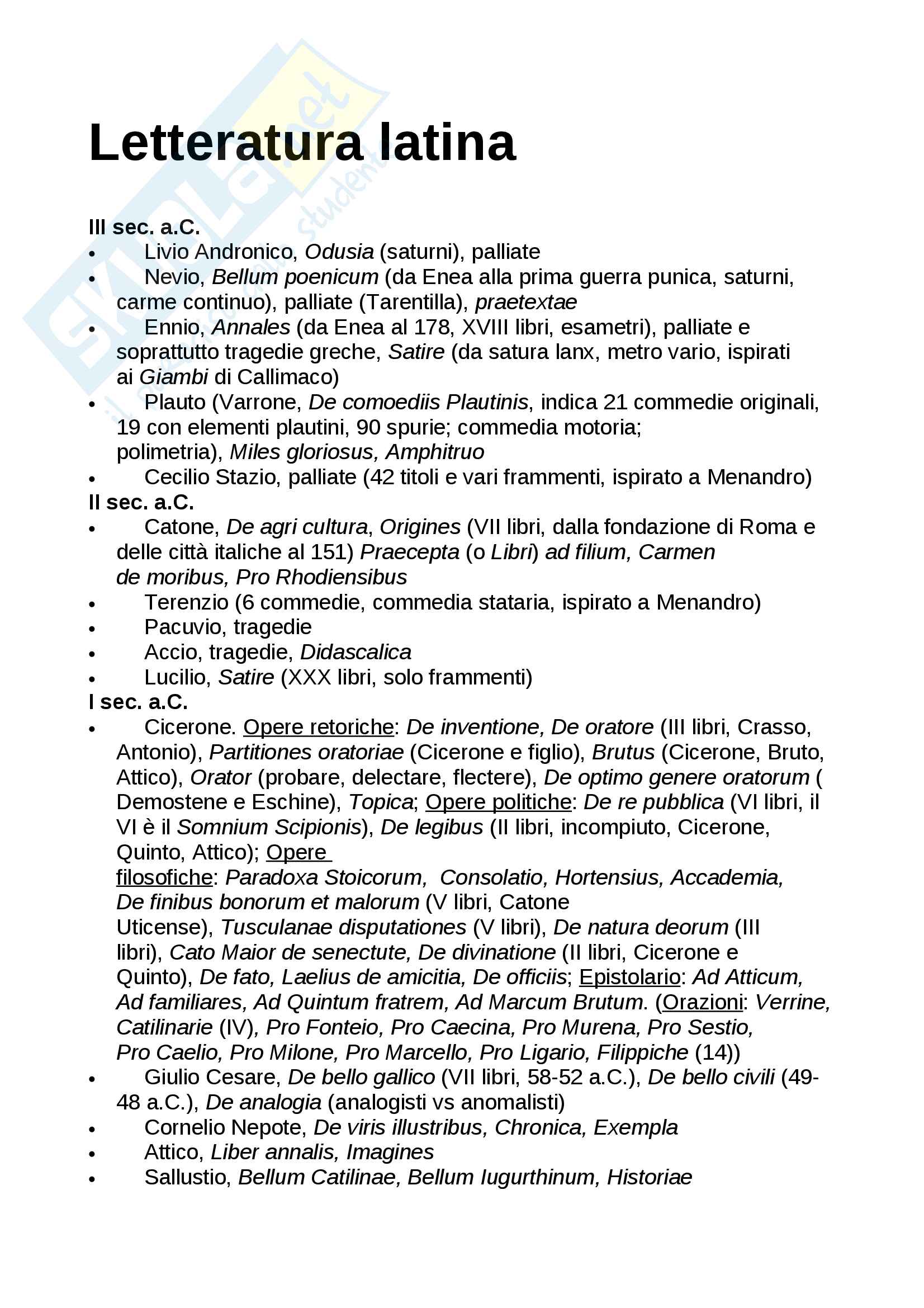 Letteratura latina Pag. 1