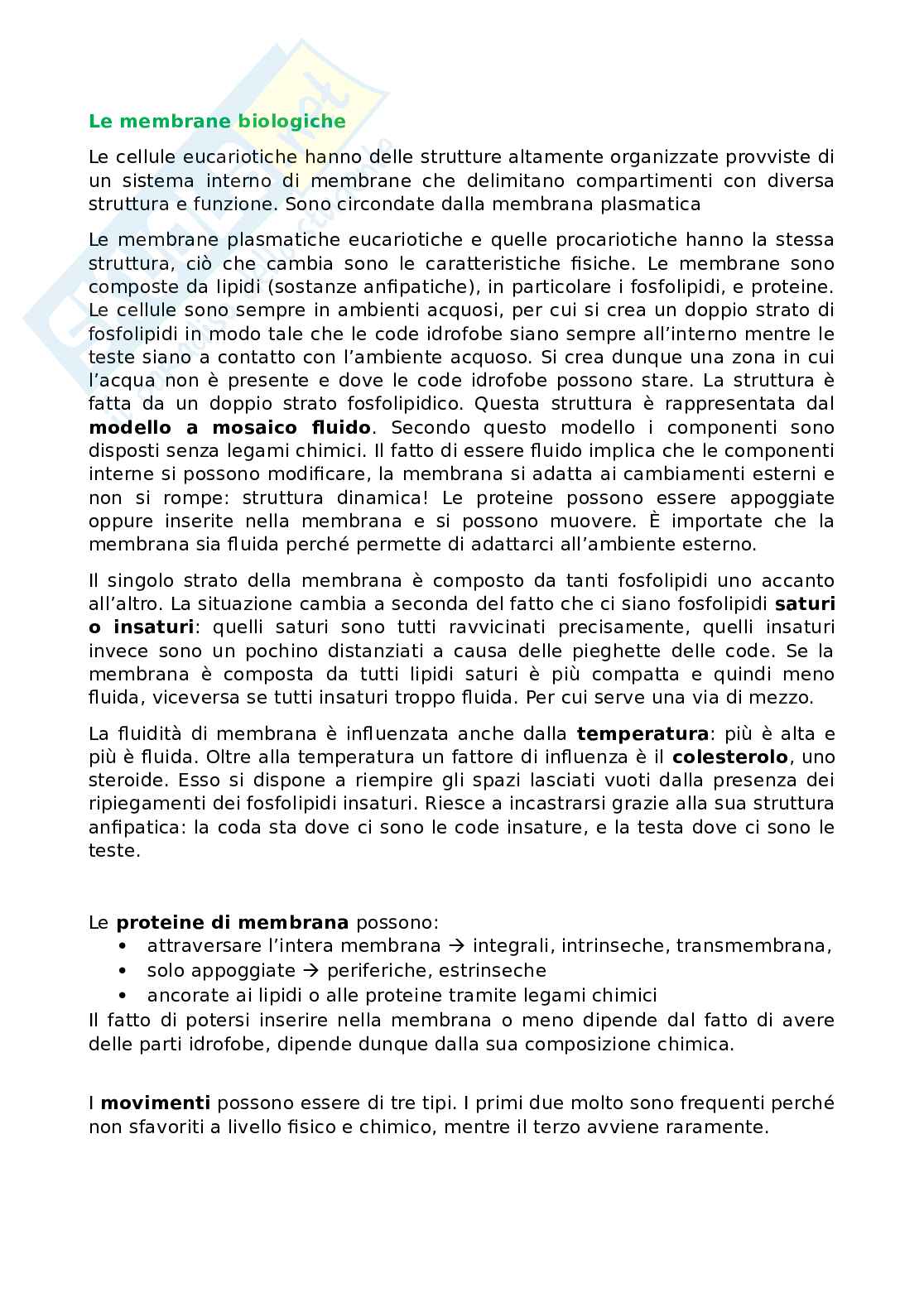 Membrane biologiche Pag. 1