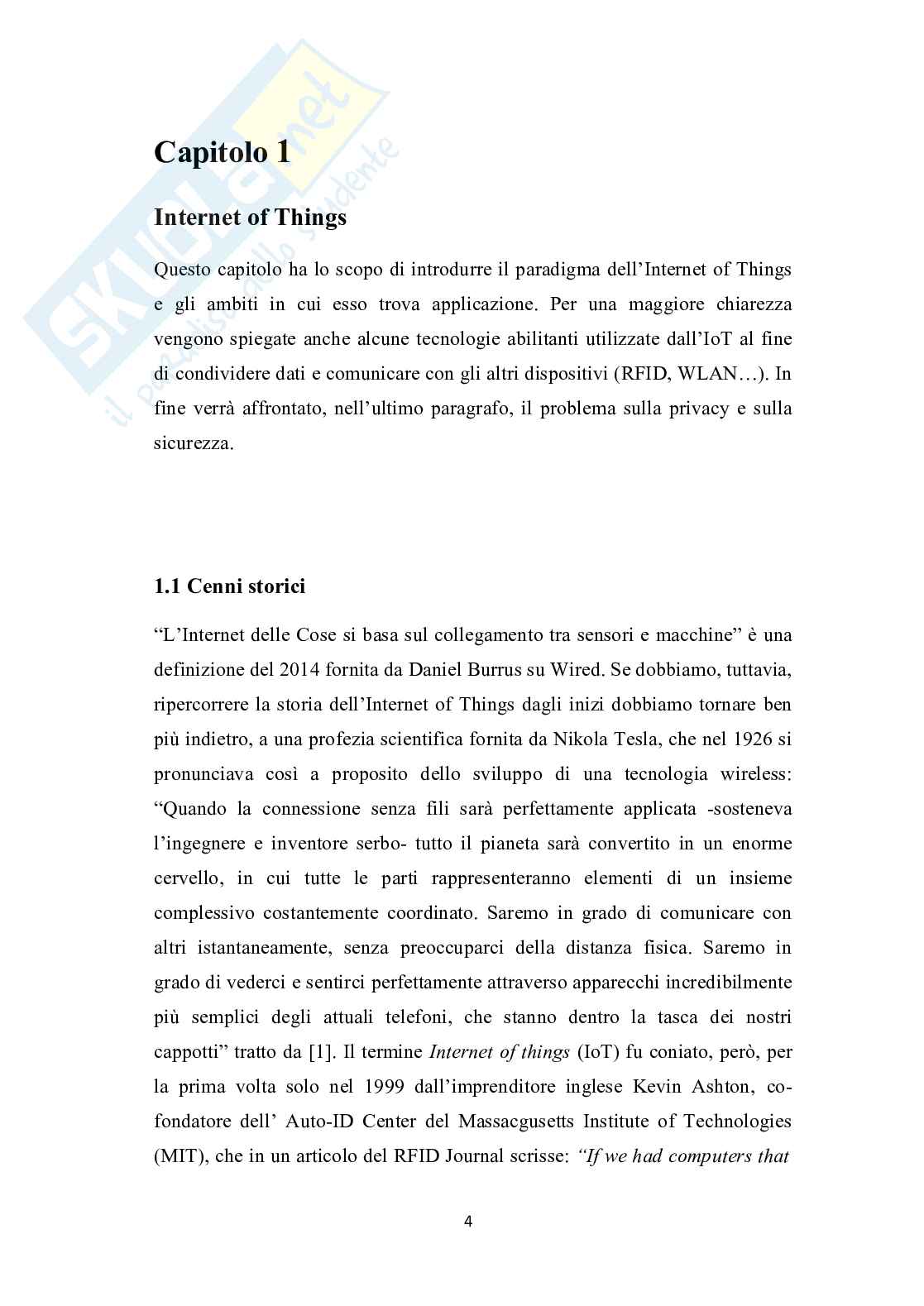 Soluzioni basate sull’Internet delle Cose in uno scenario domestico assistito mediante tecnologie wireless Pag. 11