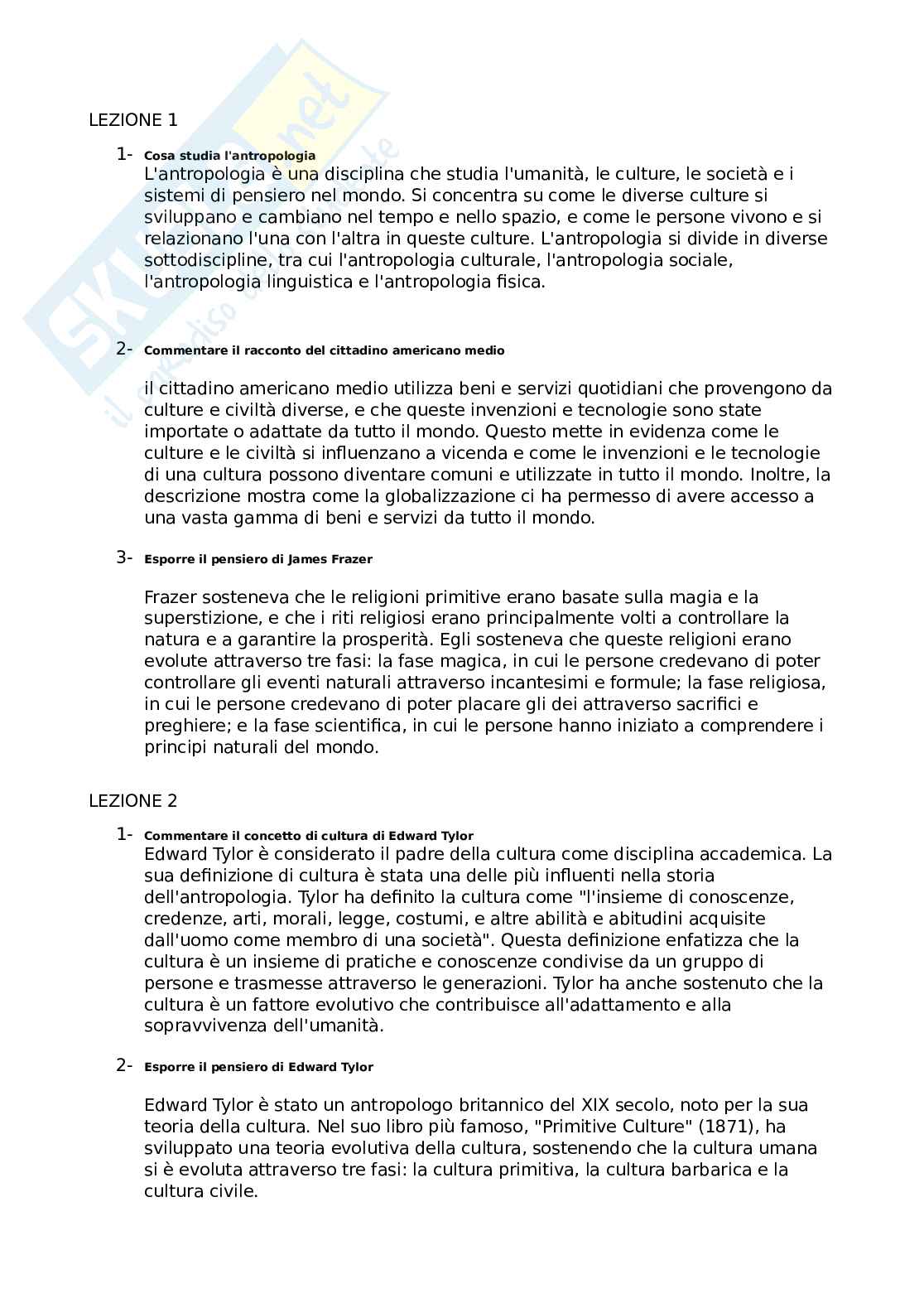 Risposte a domande aperte paniere Discipline demoetnoantropologiche Pag. 1