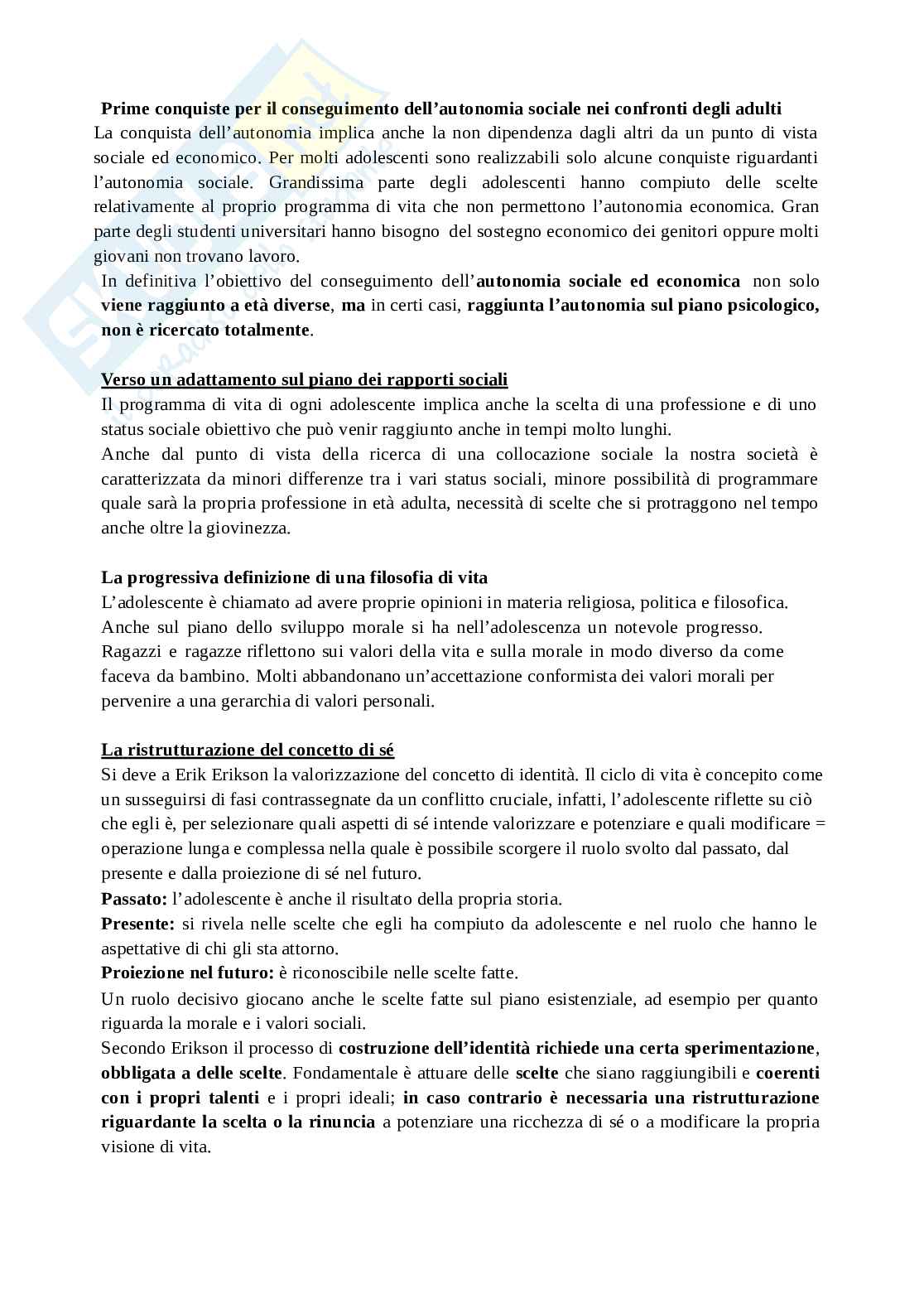 Riassunto esame psicologia del corso di vita, prof. Toselli, libro consigliato Psicologia del ciclo di vita, Castelli, Sbattella Pag. 16