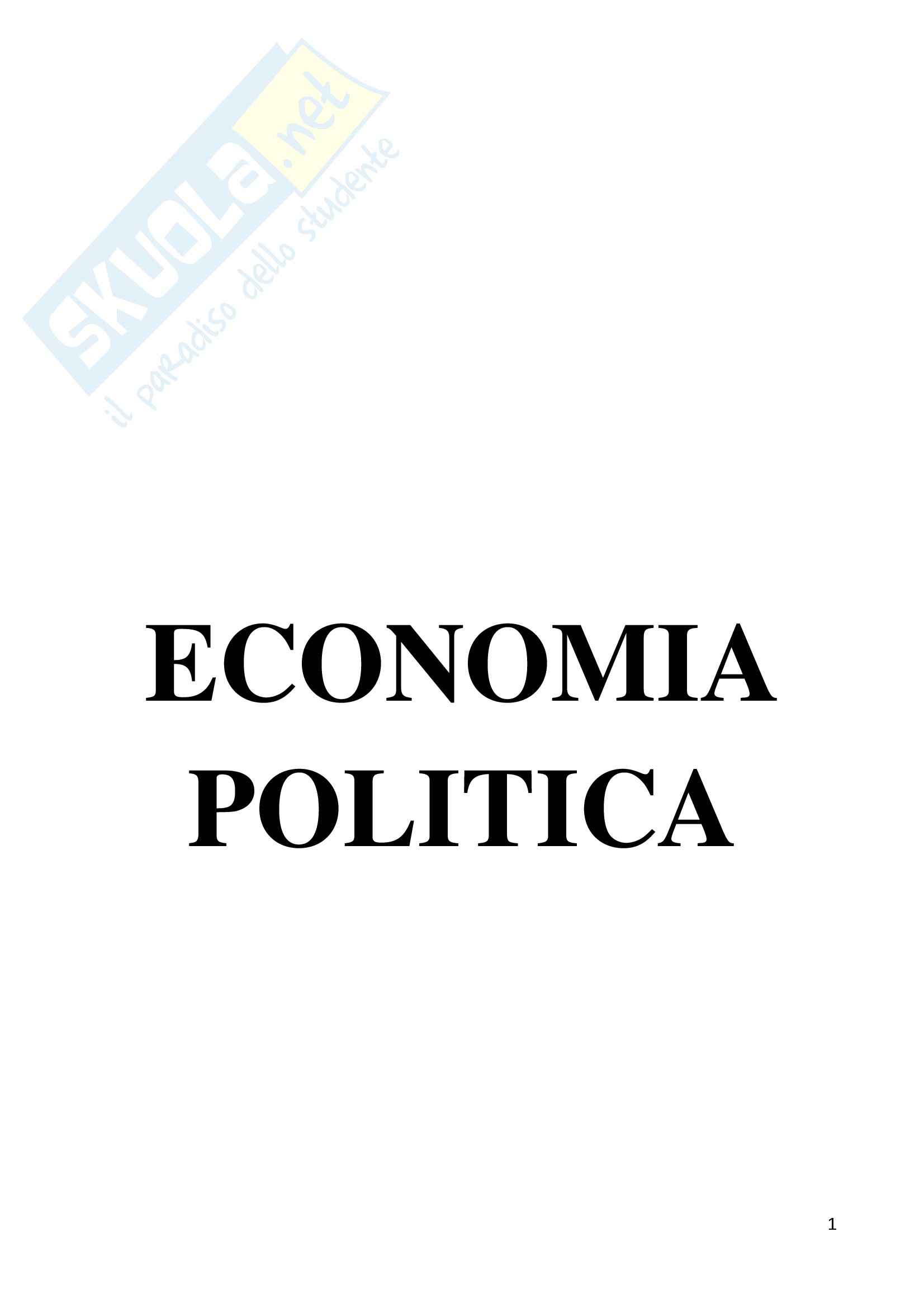 Riassunto esame Economia politica , prof Fiori, libro consigliato L'essenziale di economia, Krugman Pag. 1