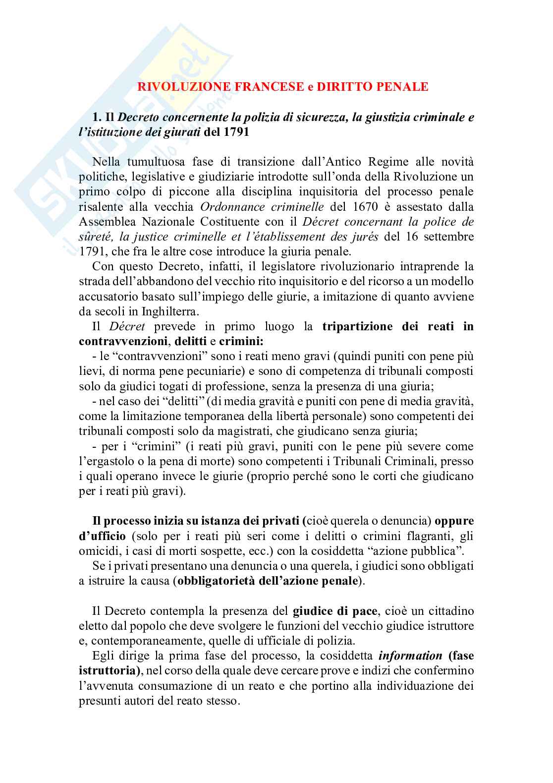 Rivoluzione francese e diritto penale  Pag. 1