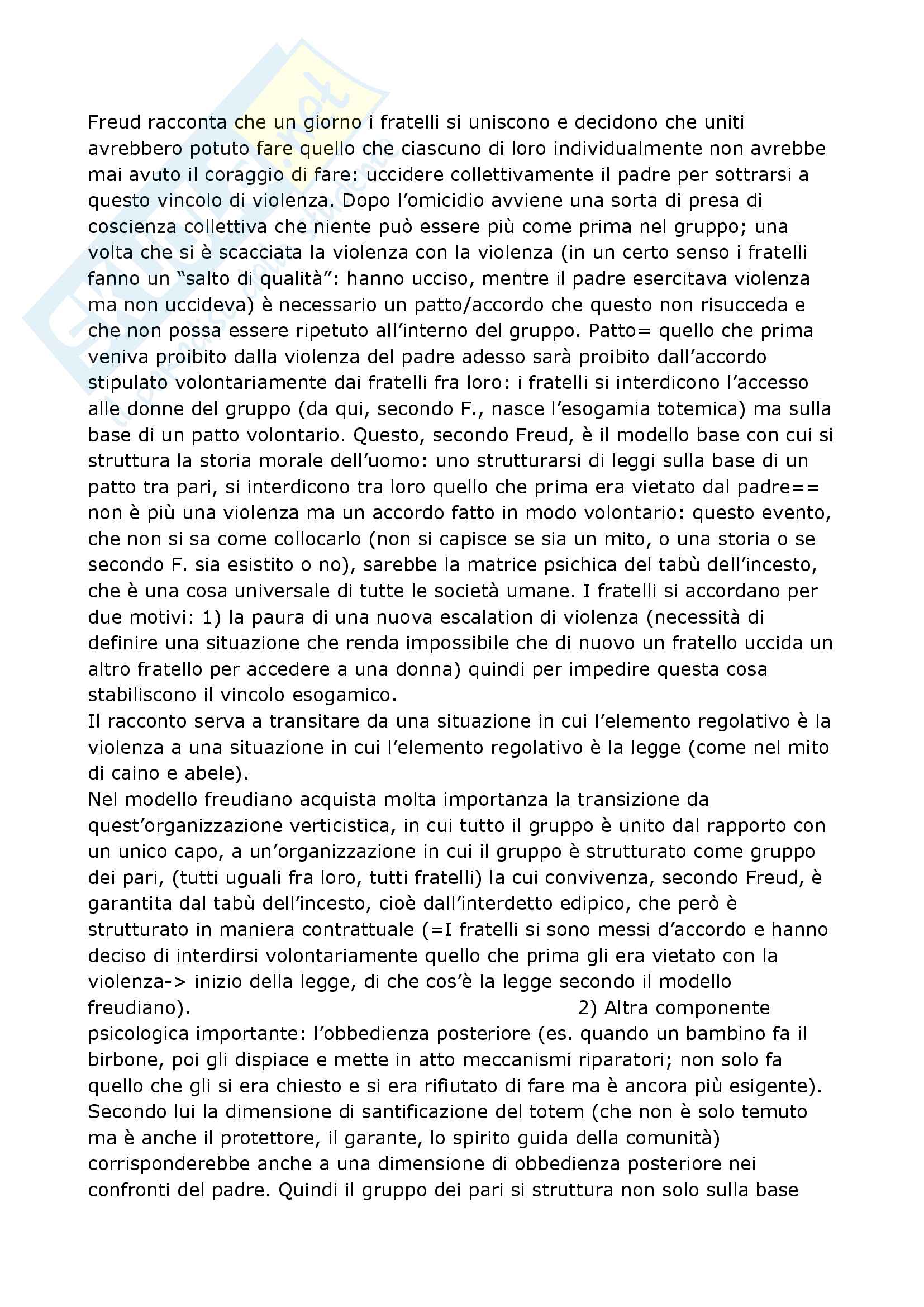 Riassunto esame psicodinamica dei gruppi, prof. Lauro Grotto, libri consigliati Esperienze nei gruppi, Bion; Totem e tabù, Freud; Psicologia delle masse e analisi dell'io, Freud e Aerea traumatica e campo istituzionale, Correale Pag. 11