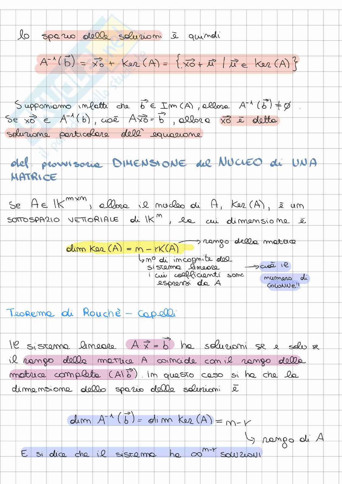 Riassunto esame Algebra lineare e geometria, Prof. Gatto Letterio, libro consigliato Lezioni di algebra lineare e geometria, Gatto Pag. 2