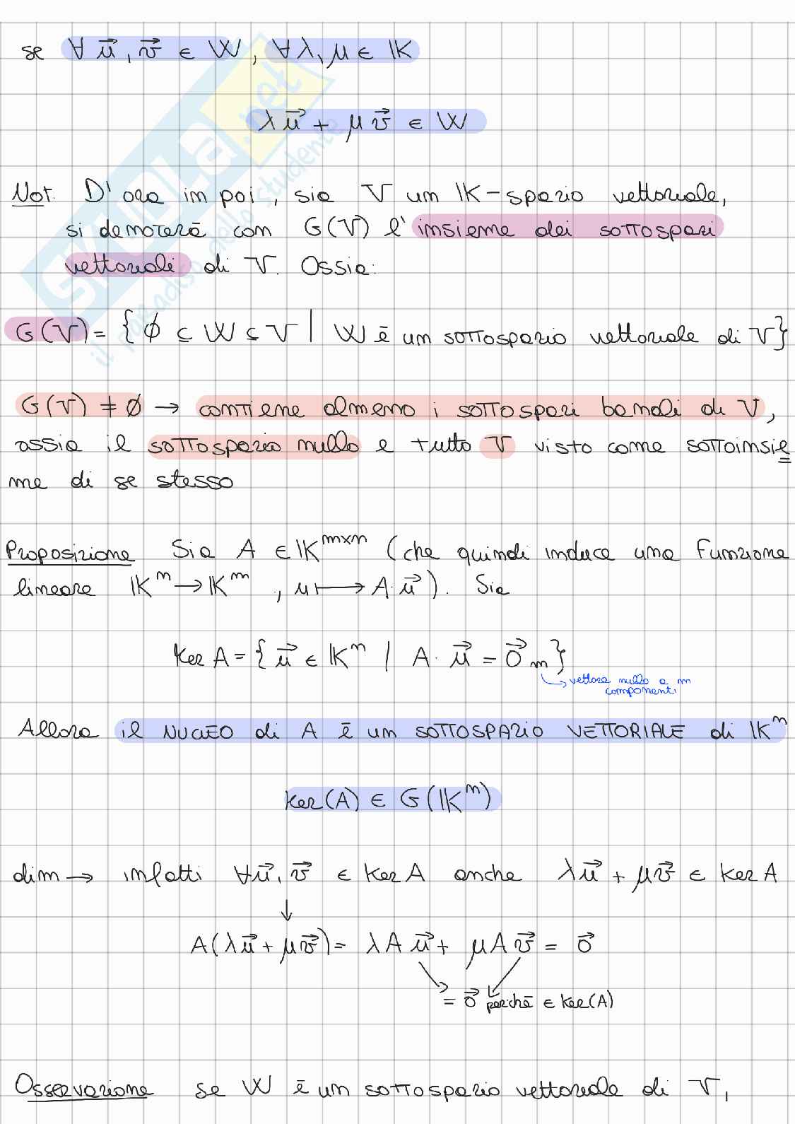 Riassunto esame Algebra lineare e geometria, Prof. Gatto Letterio, libro consigliato Lezioni di algebra lineare e geometria, Gatto Pag. 6