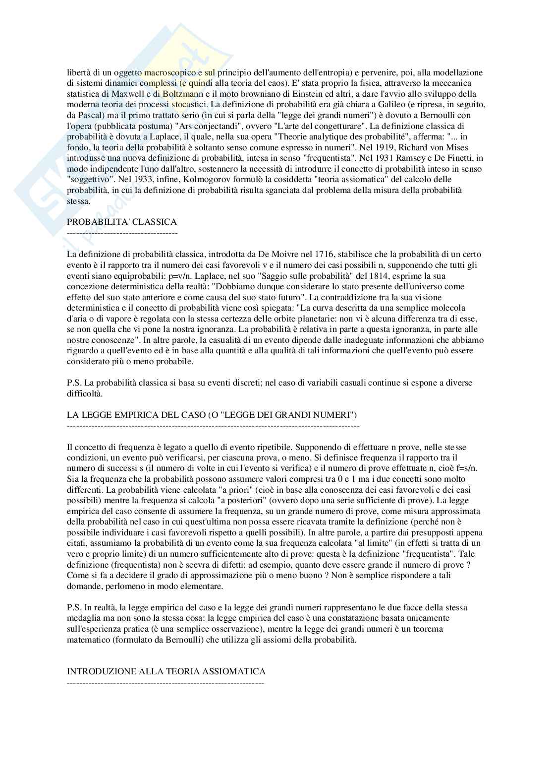 Probabilità e processi stocastici Pag. 2