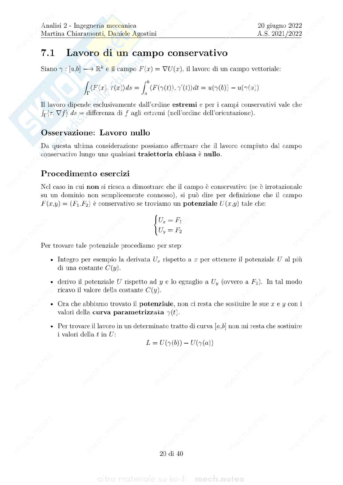 Formulario ed esercizi per Analisi matematica 2 Pag. 21