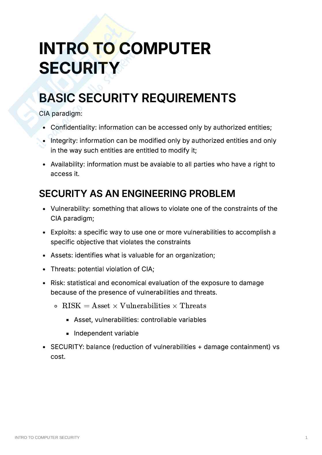 Computer security - Appunti Pag. 1