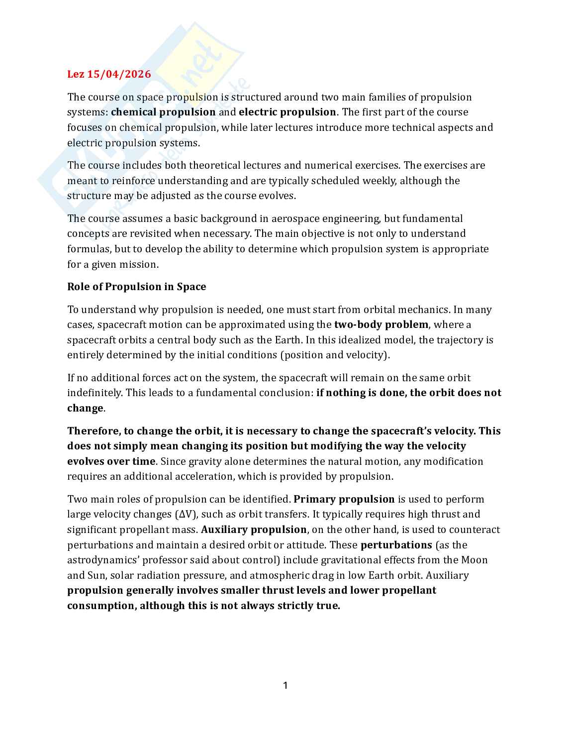 Introduction to space systems - Appunti Pag. 2