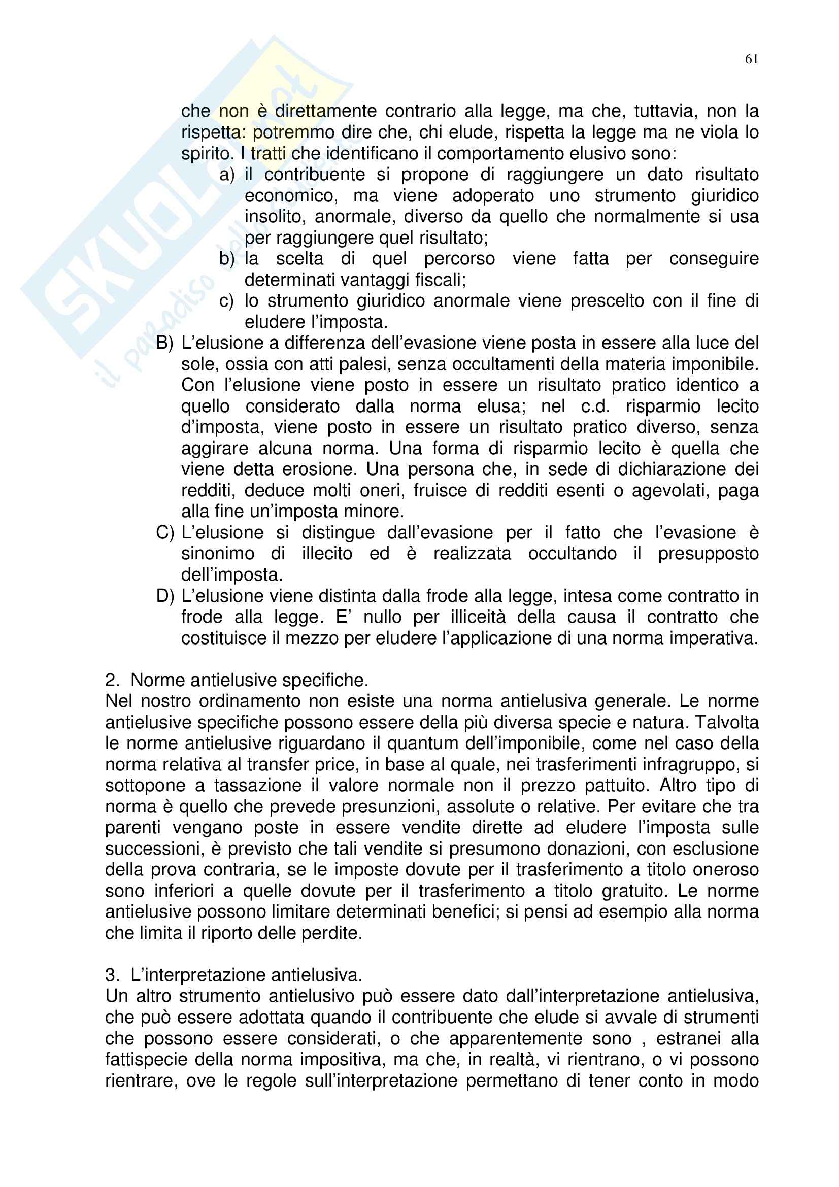 Riassunto esame Diritto tributario, prof. Ardizzone, libro consigliato Diritto tributario, Tesauro Pag. 61