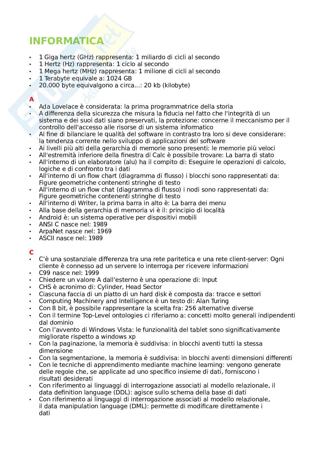 Esame di Informatica - Domande e risposte Pag. 1