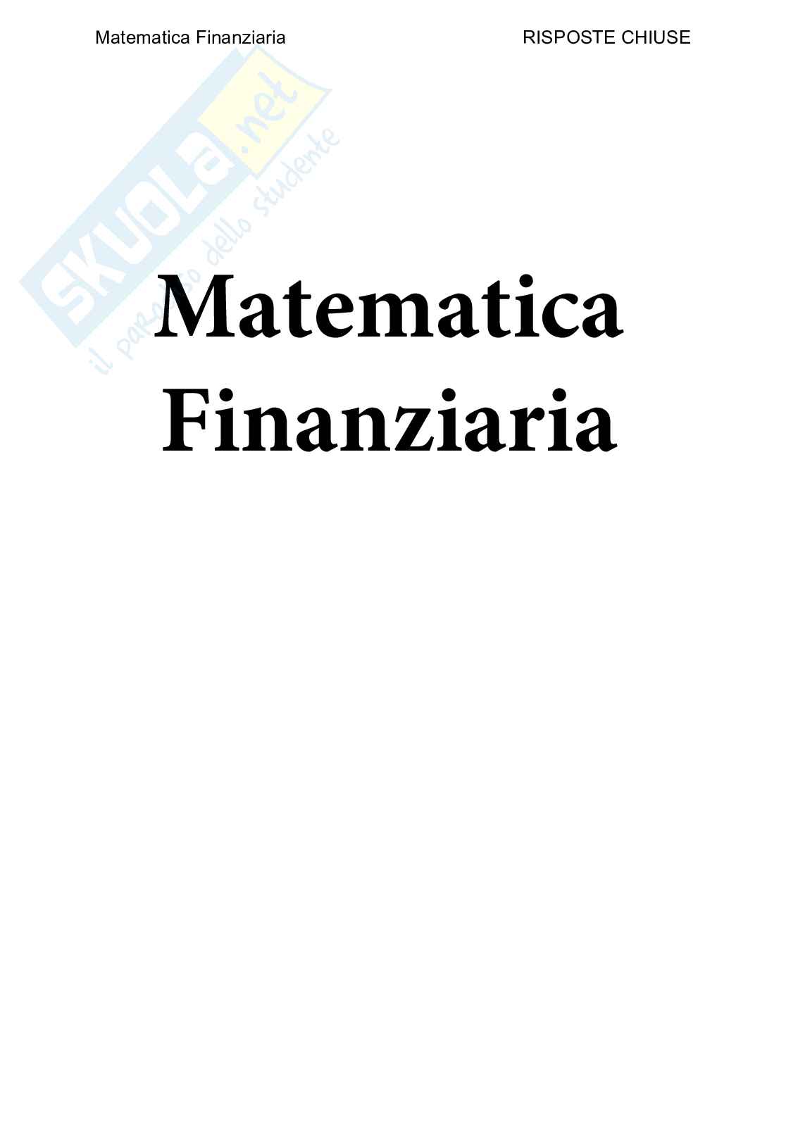 Matematica finanziaria - Paniere compilato  Pag. 1