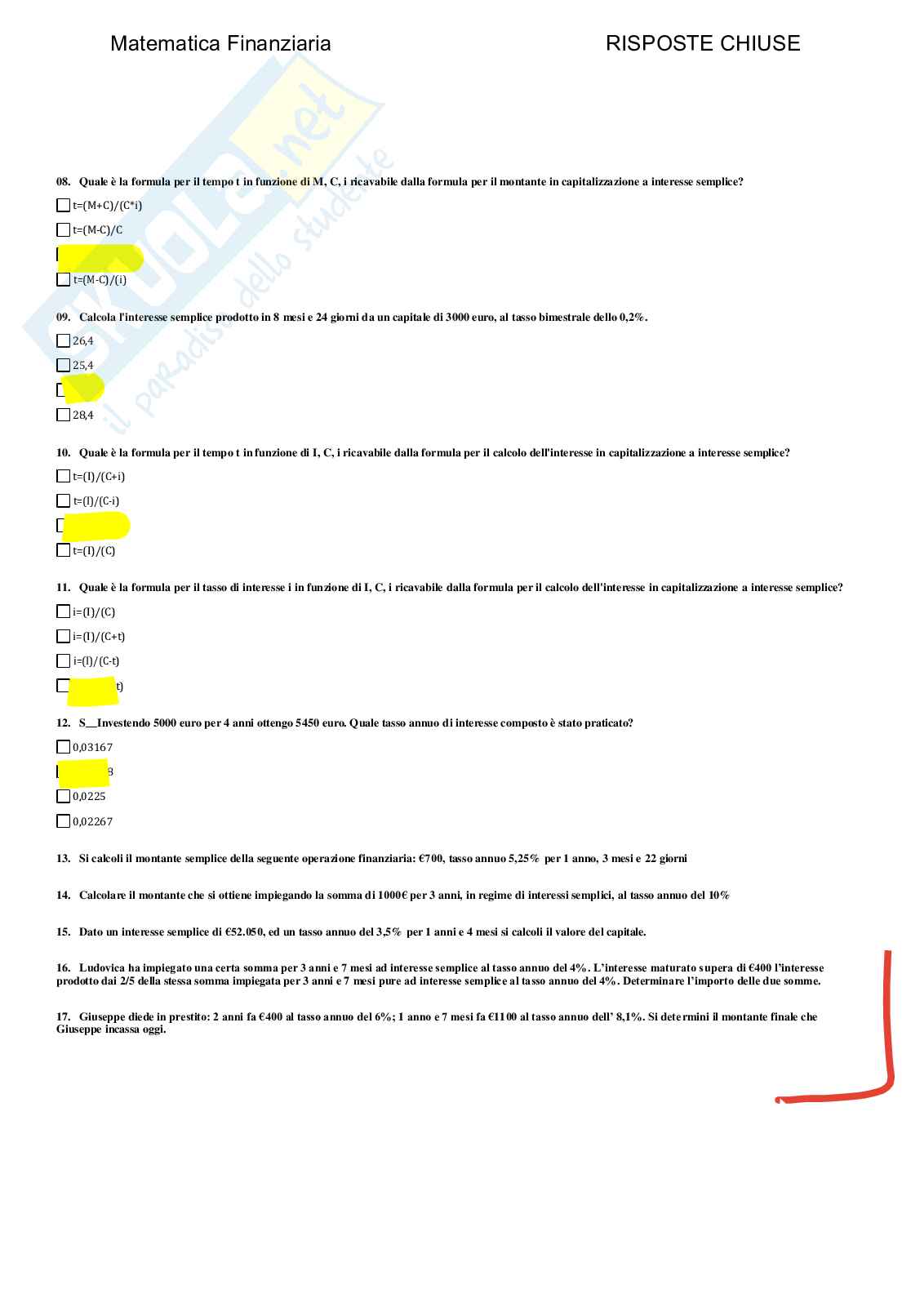 Matematica finanziaria - Paniere compilato  Pag. 11