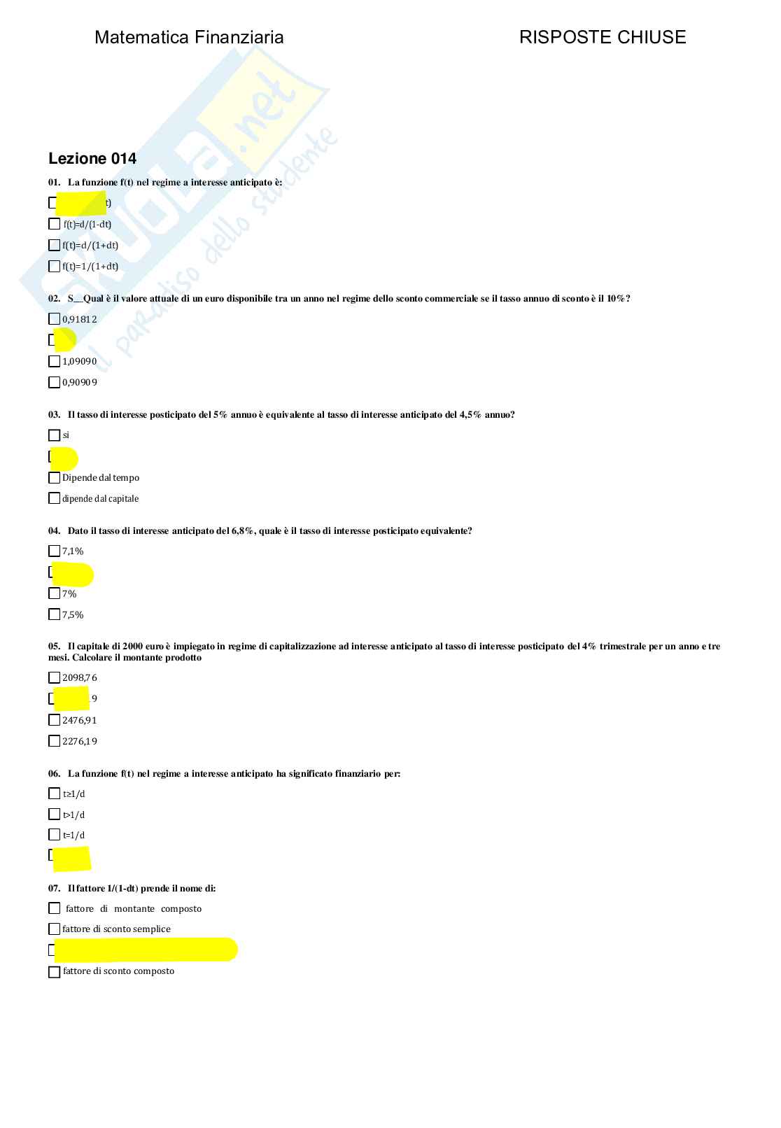 Matematica finanziaria - Paniere compilato  Pag. 26