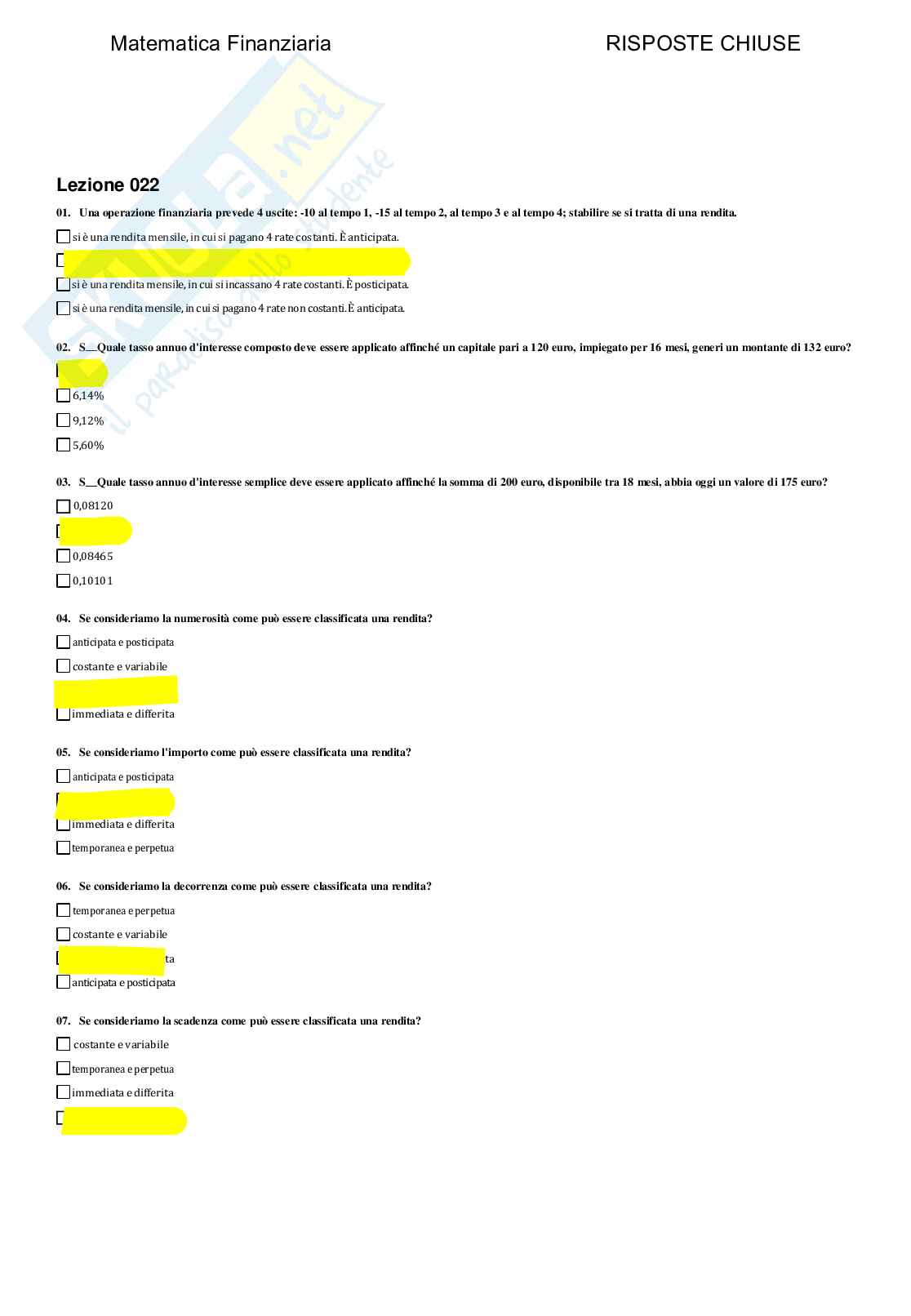 Matematica finanziaria - Paniere compilato  Pag. 41