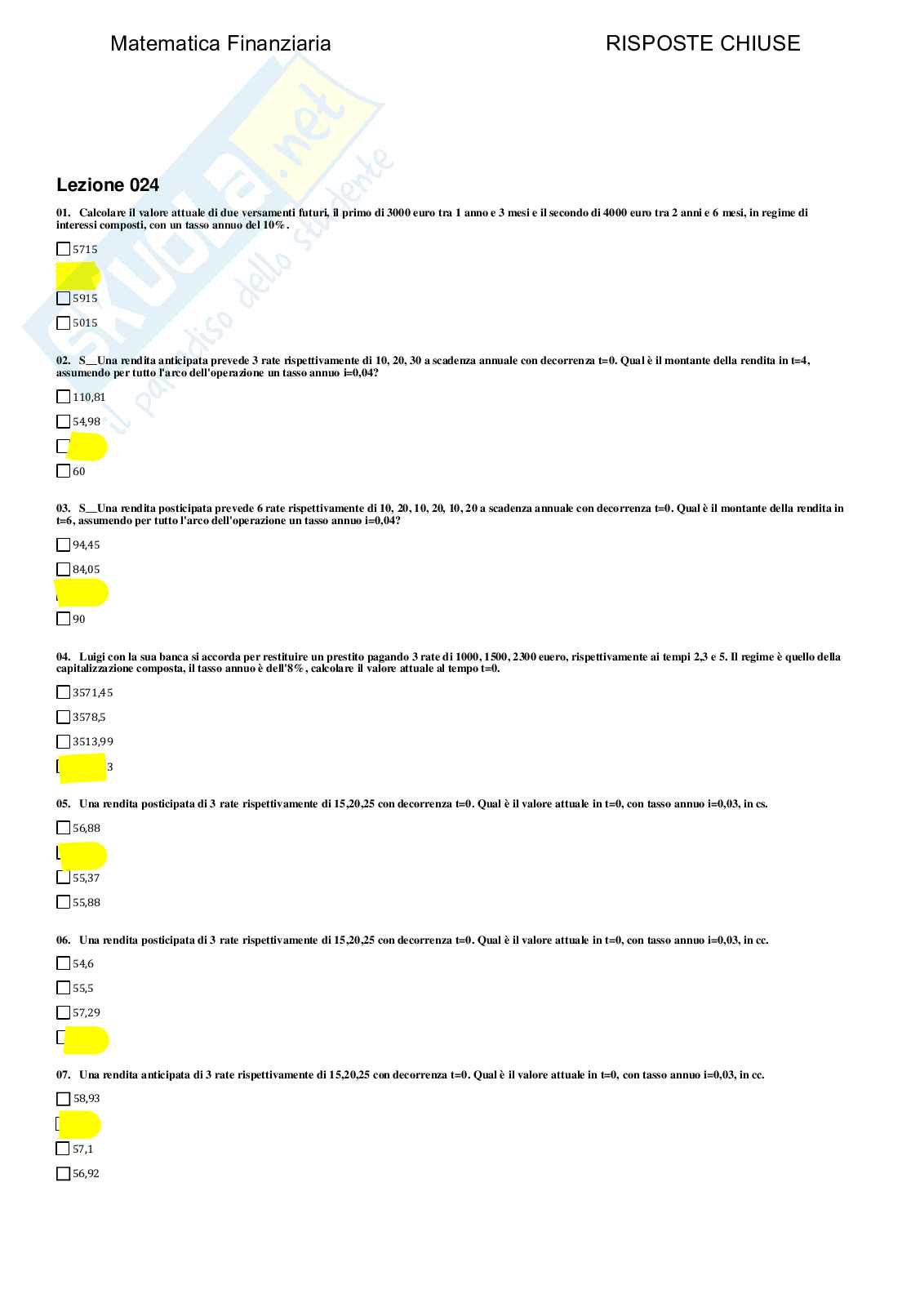 Matematica finanziaria - Paniere compilato  Pag. 46