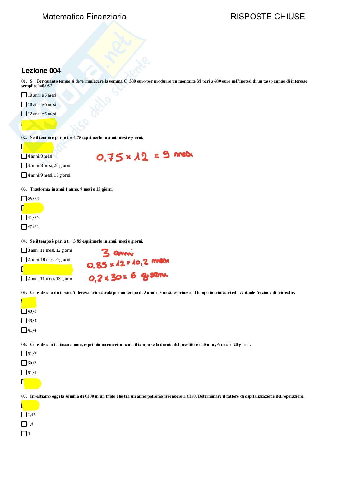 Matematica finanziaria - Paniere compilato  Pag. 6