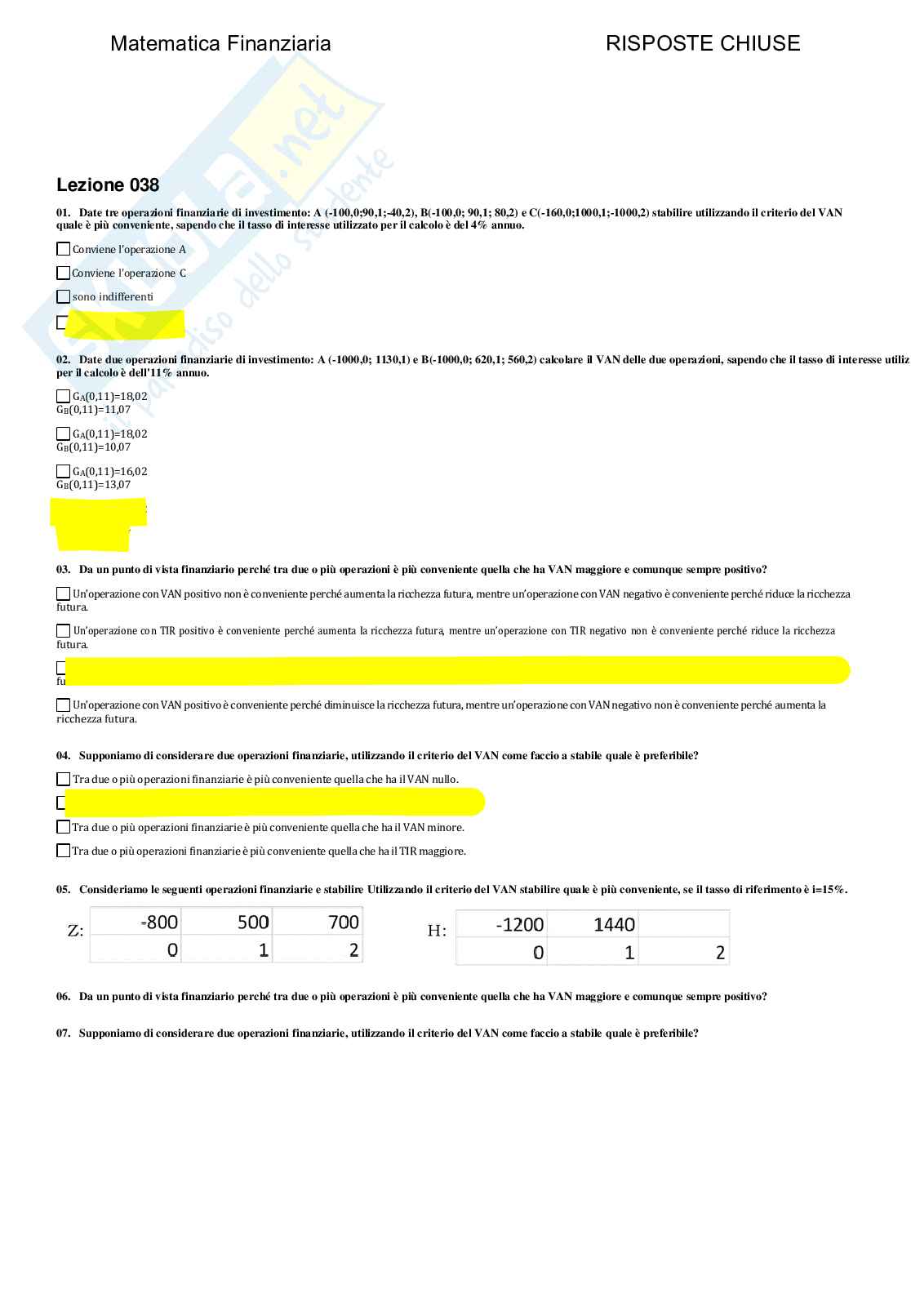 Matematica finanziaria - Paniere compilato  Pag. 71