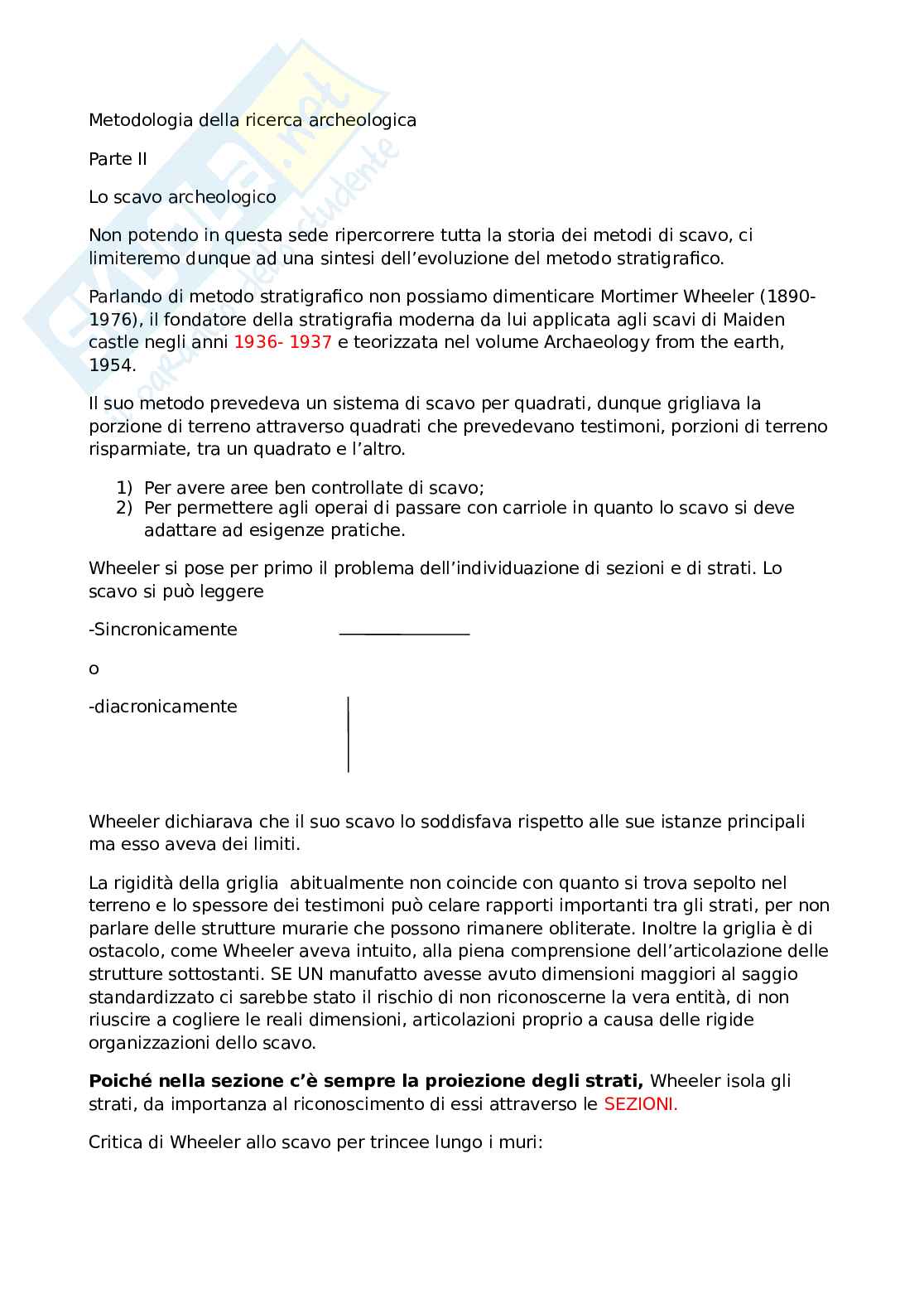 Metodologia della ricerca archeologica Pag. 1