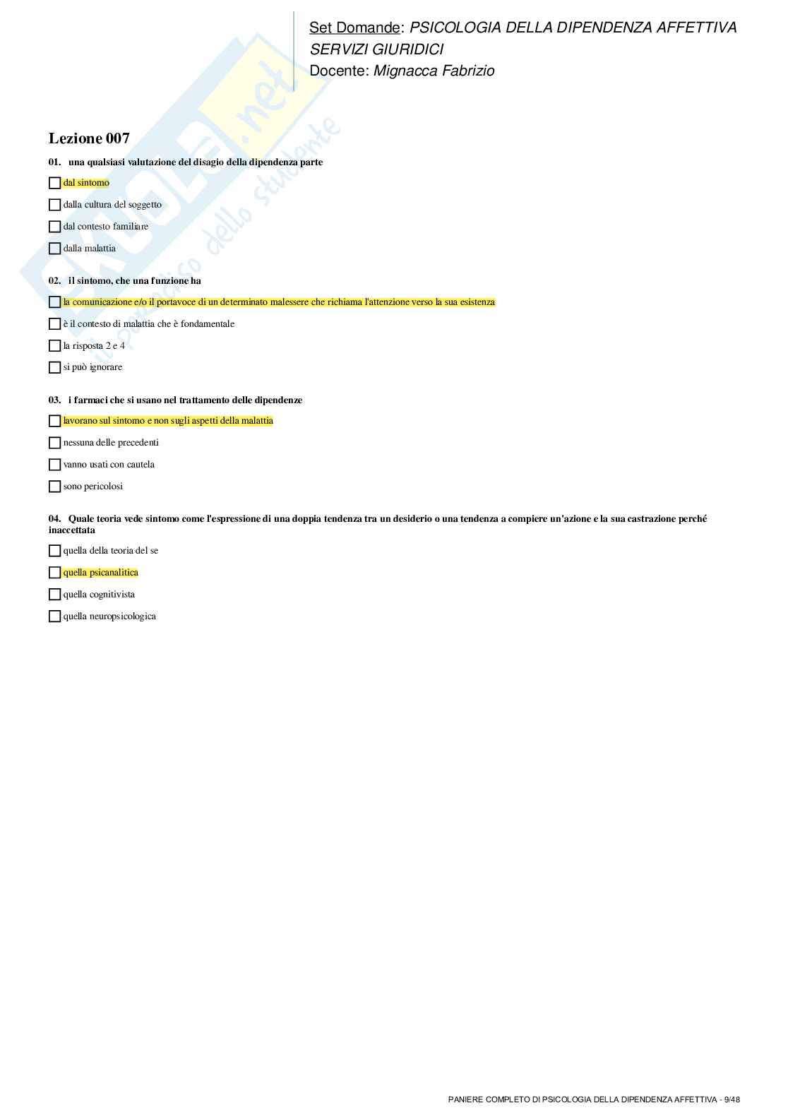 Paniere nuovo completo di Psicologia della dipendenza affettiva  Pag. 21